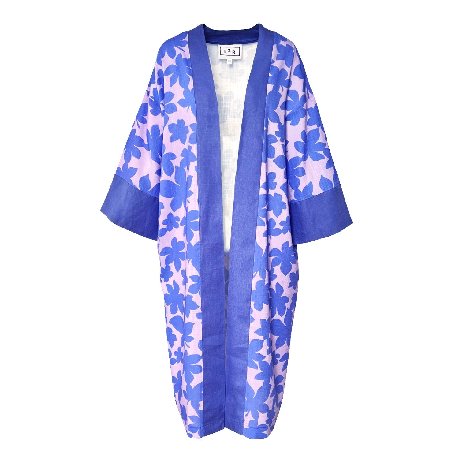 Kaftan Kimono - Blue & Purple Print