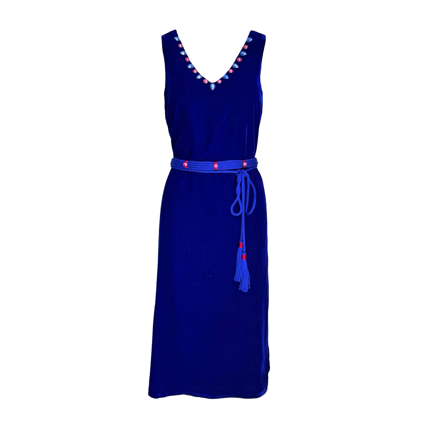 positano dress blue Royal Blue Dress With Diamante Detail Belt – La Creme Boutique main image 0