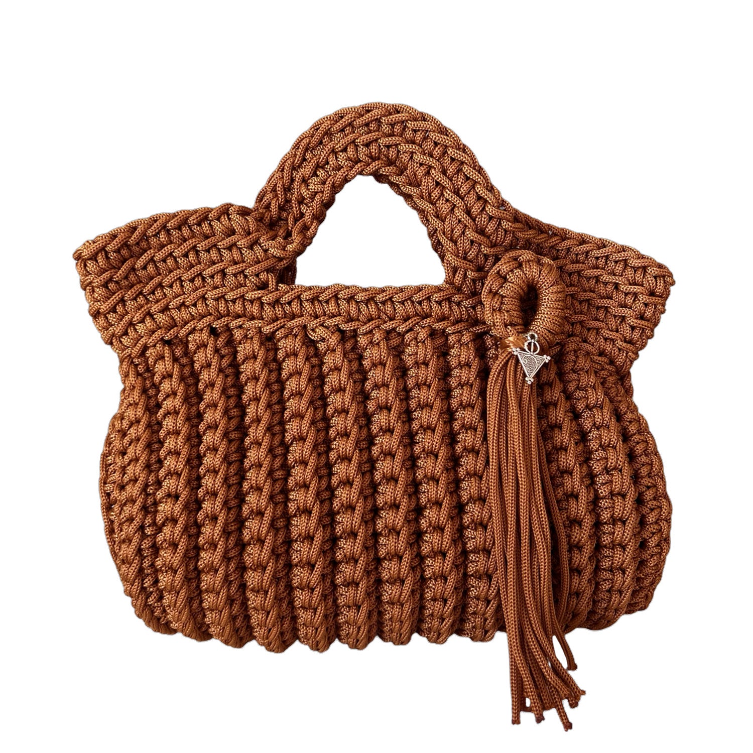 Mini Crochet Handbag in Brown
