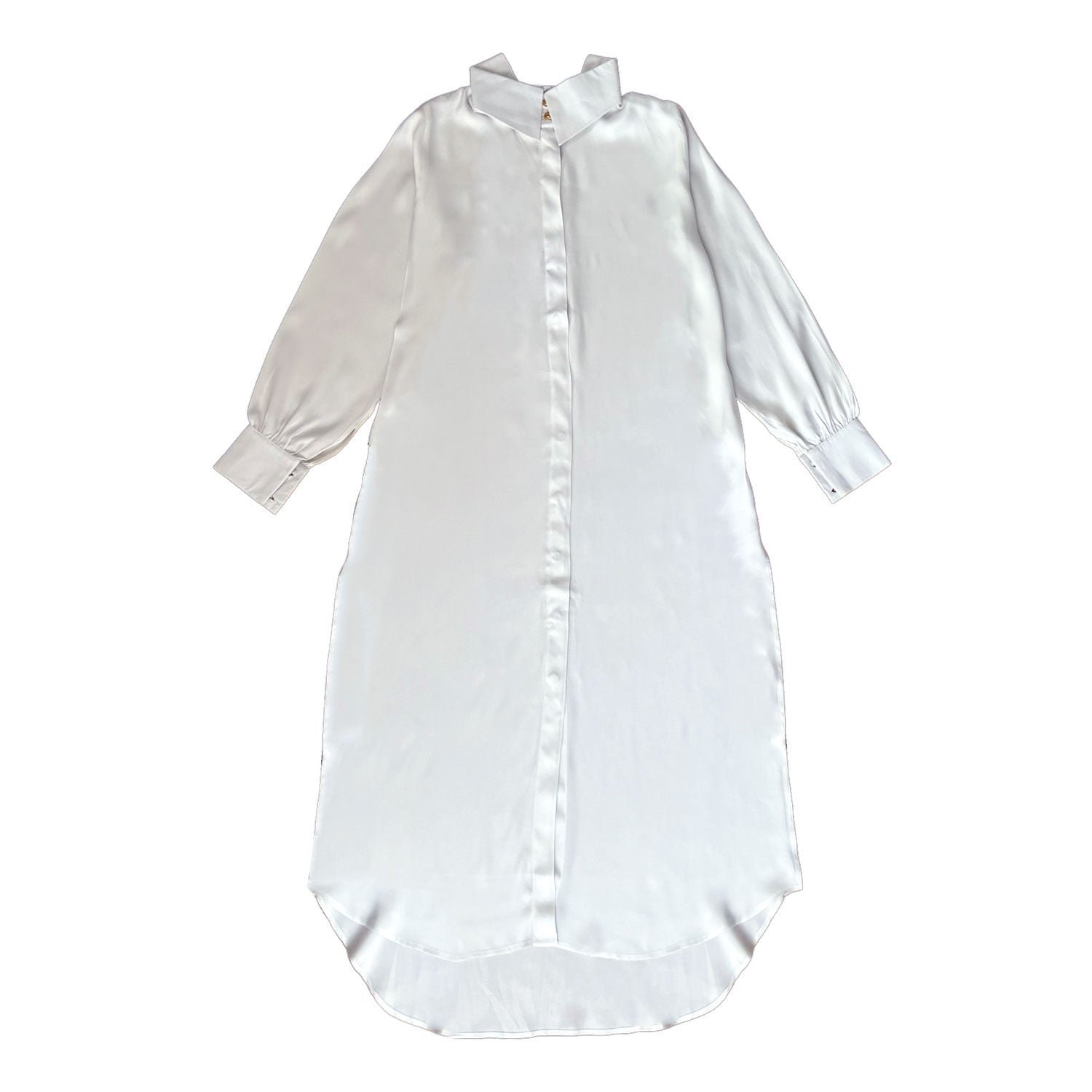 Open-Back Shirt Dress in White
