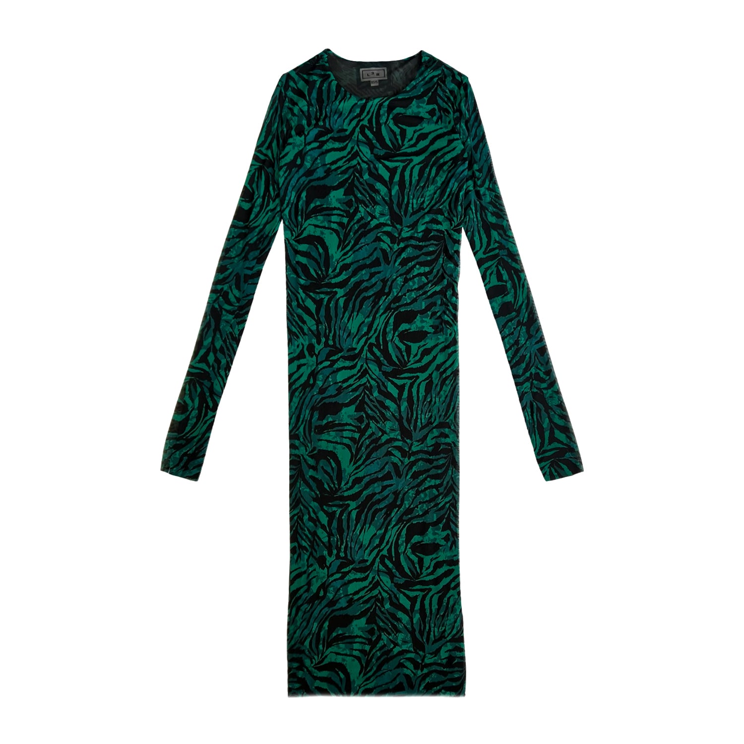 Reversible Zebra-Print Mesh Dress in Green & Black XS/S Reversible Zebra-Print Mesh Dress in Green & Black XS/S