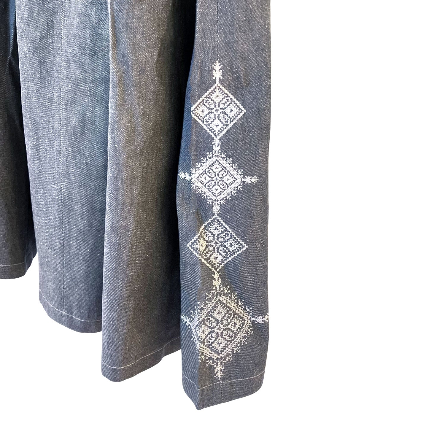 Embellished Emberloom Maxi Skirt in Grey Denim