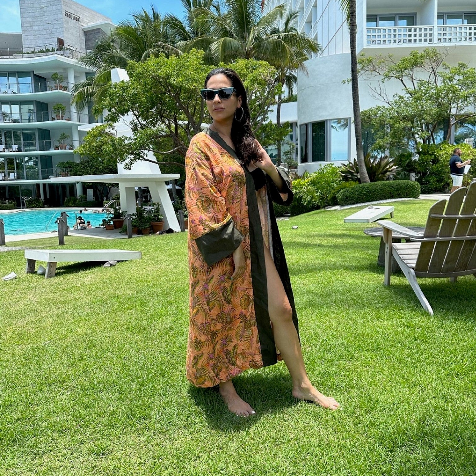 Kaftan Kimono - Orange Jungle Print