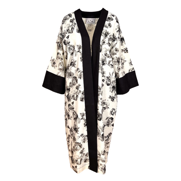 Helmut shops Lang Persian Floral Kimono Top Black and White Size Small