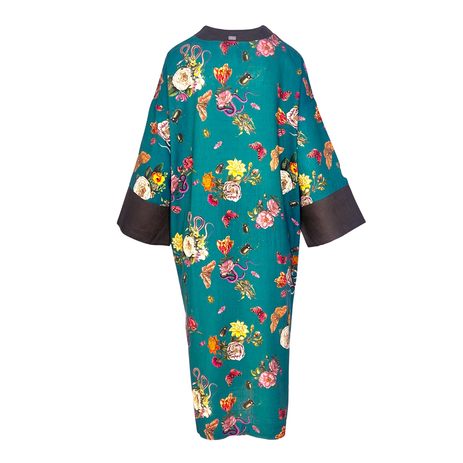 Kaftan Kimono - Mari Teal Surrealist Print