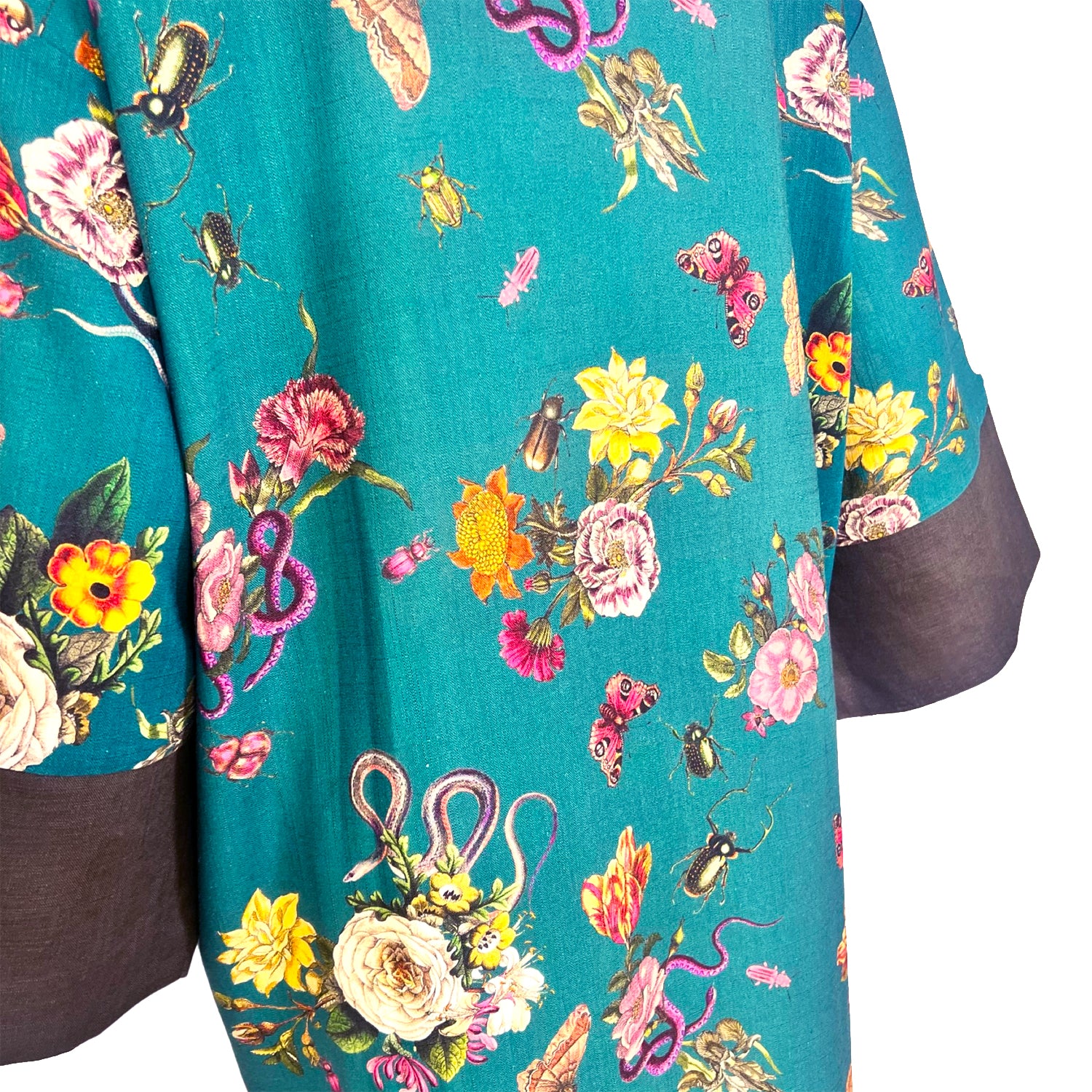 Kaftan Kimono - Mari Teal Surrealist Print