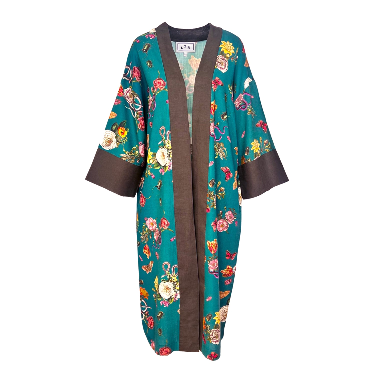 Kaftan Kimono - Mari Teal Surrealist Print