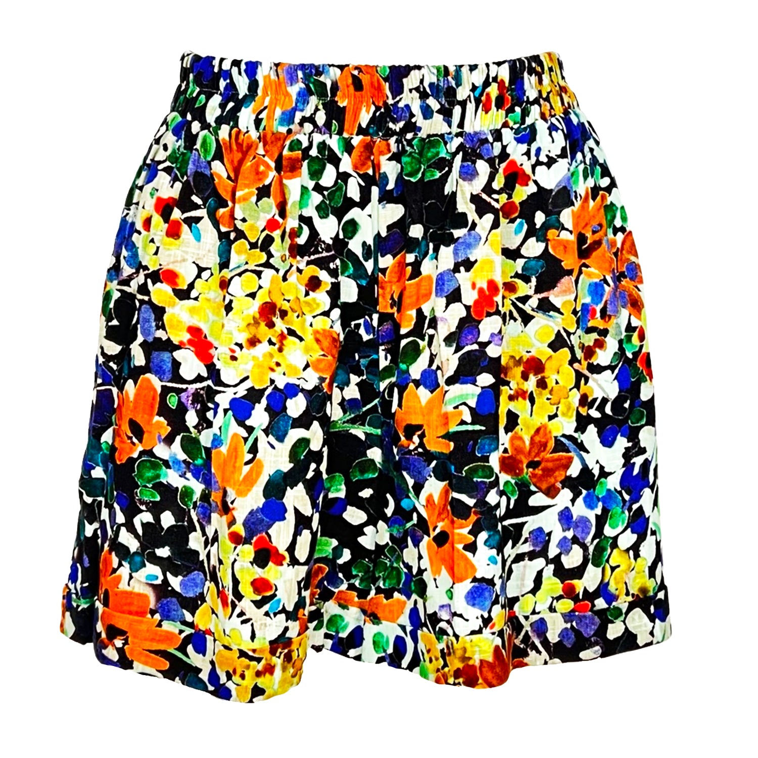 Boxer Linen Shorts - Floral Black Print