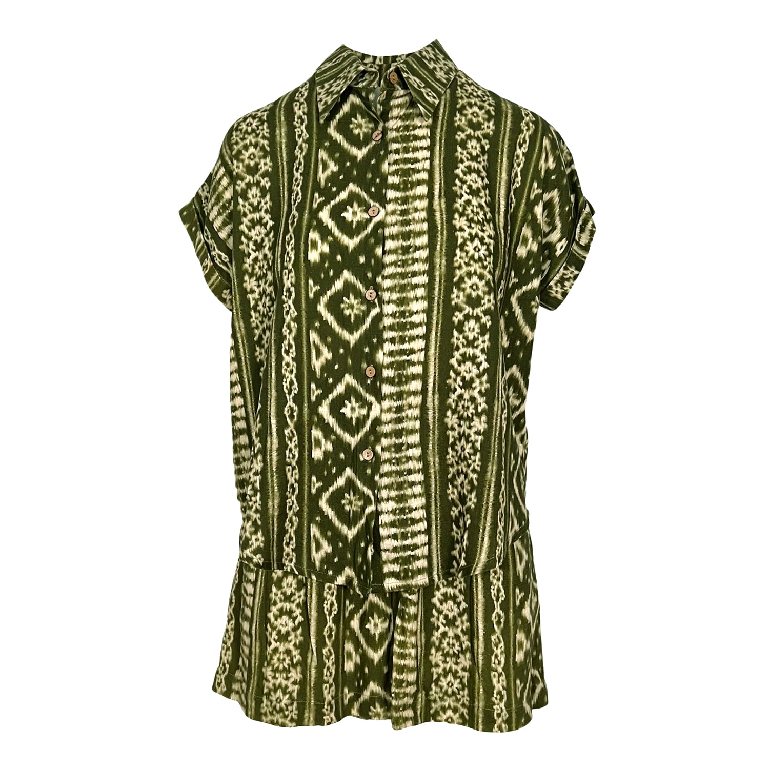 Short-Sleeved Linen Shirt - Essaouira Green