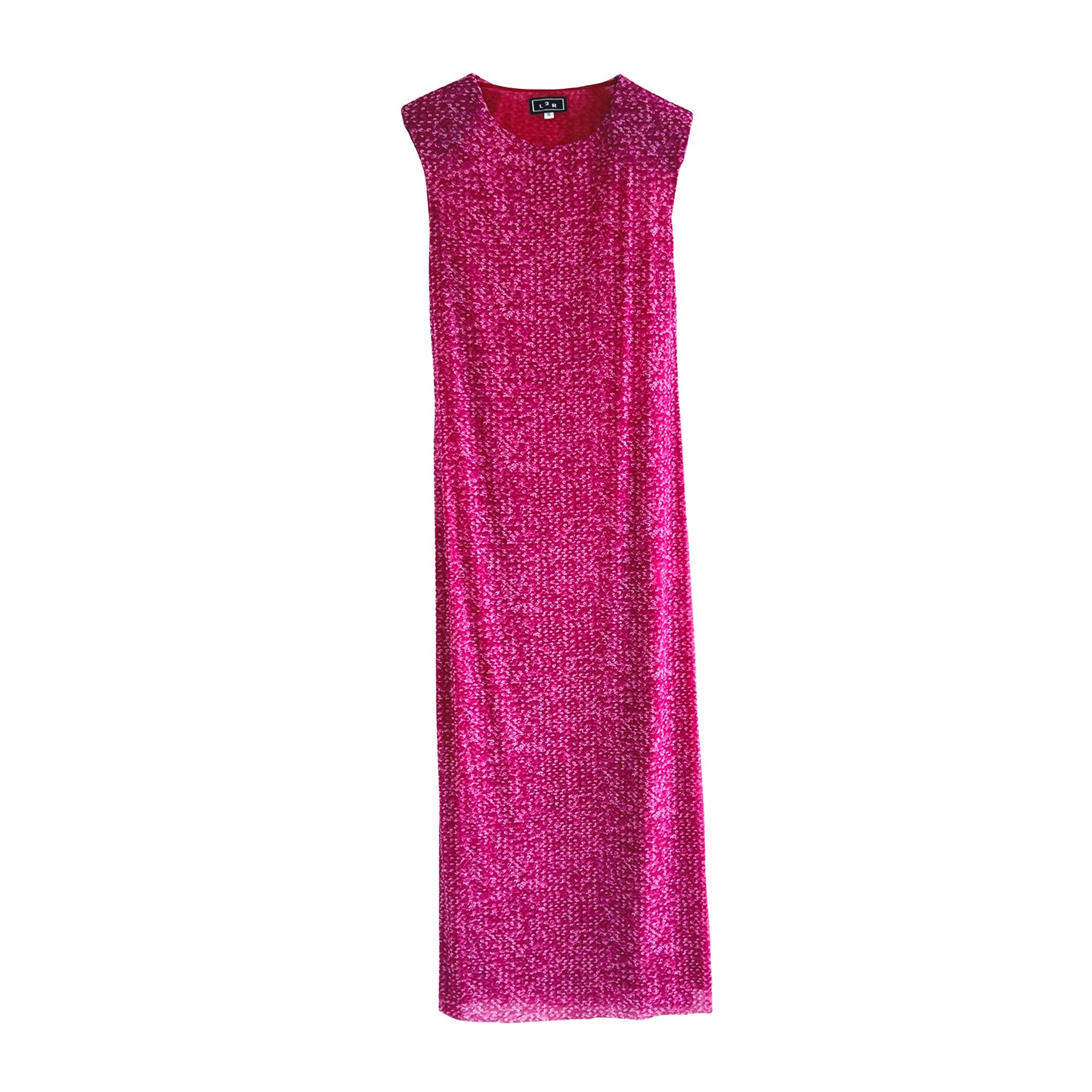 Shoulder Pad Printed Mesh Dress in Hot Pink