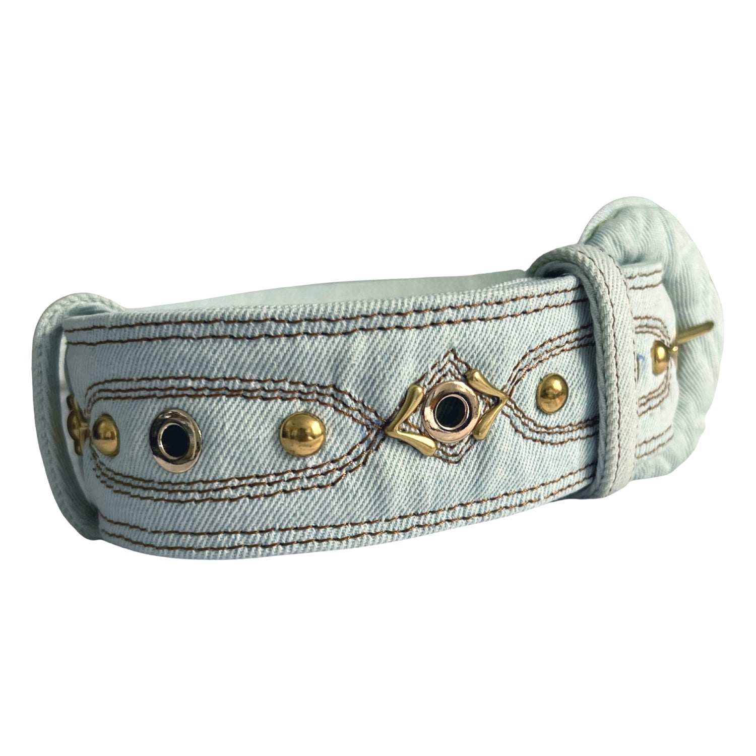 Quilted Belt in Light Blue Denim