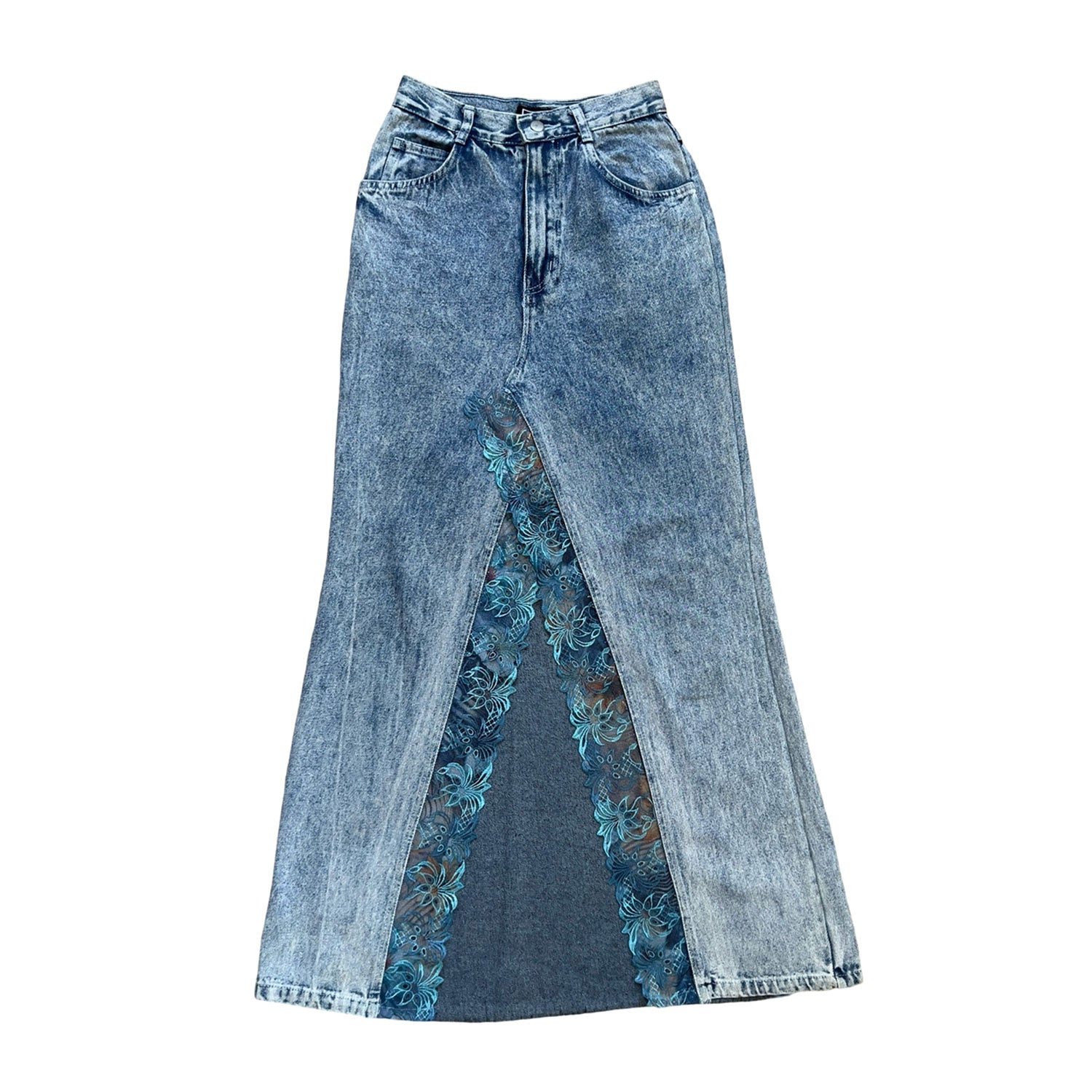 Denim Skirt In Blue With Side Bows