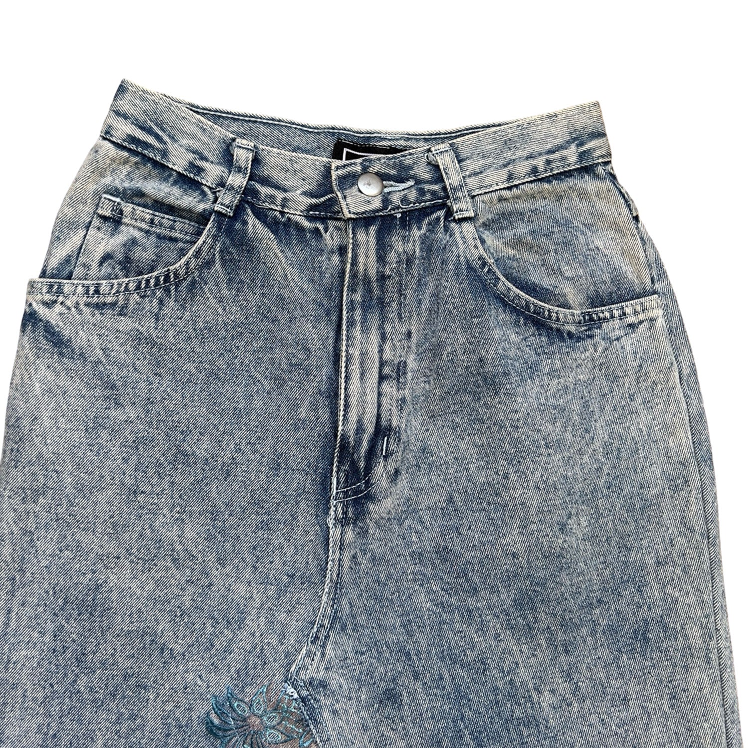 Denim Skirt In Blue With Side Bows