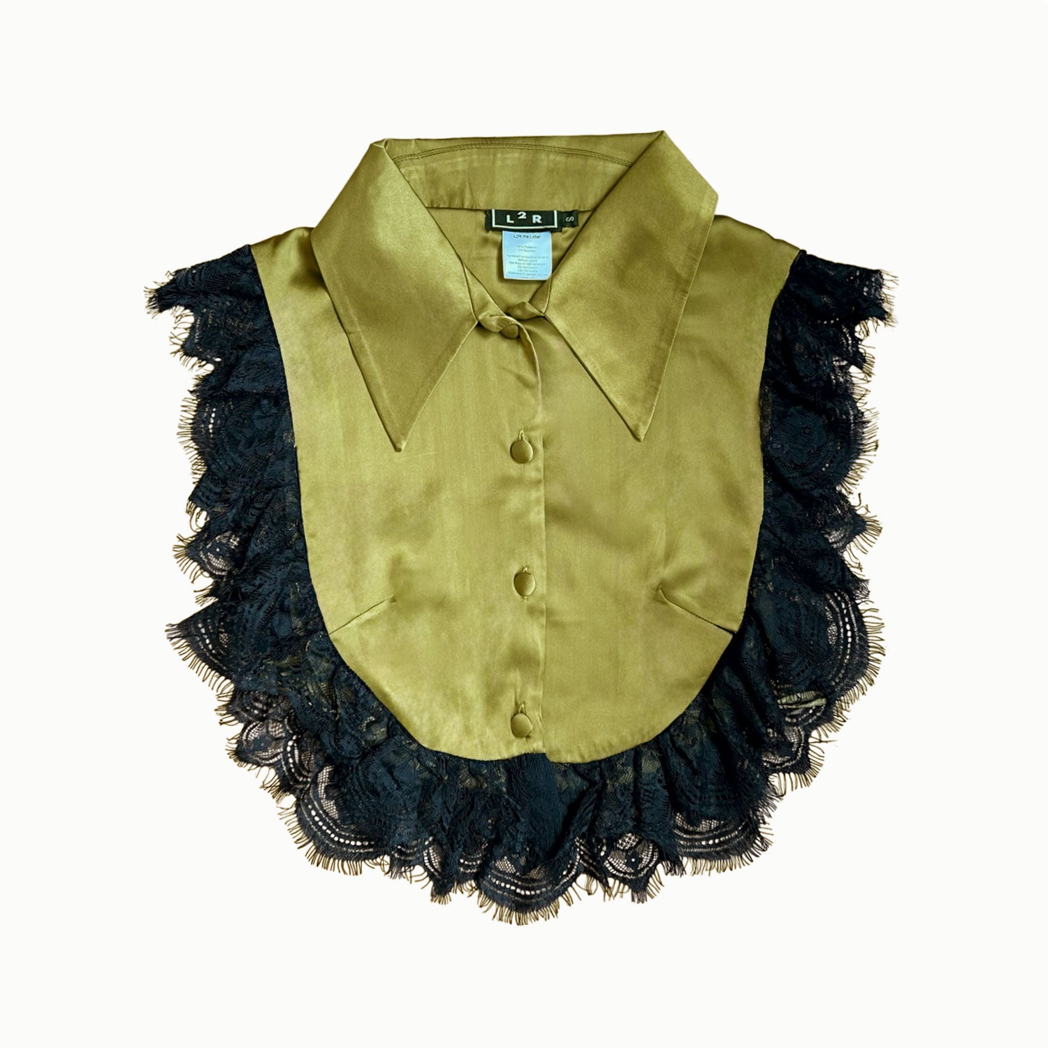 Amal Draped Satin Top in Chartreuse Green