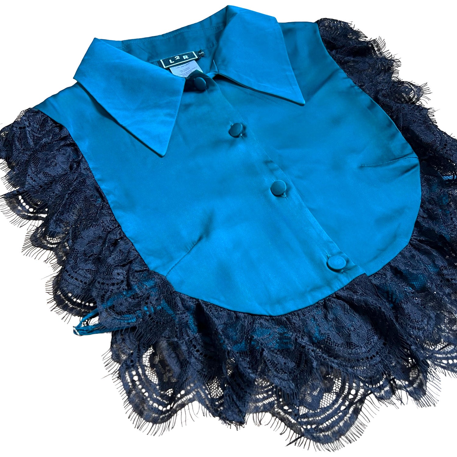 Amal Draped Satin Top in Peacock Blue