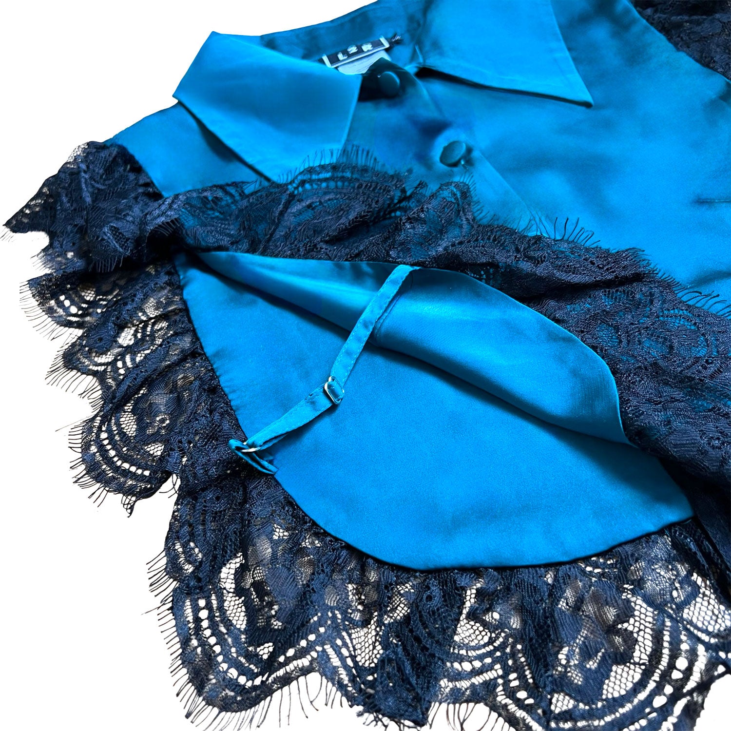 Amal Draped Satin Top in Peacock Blue