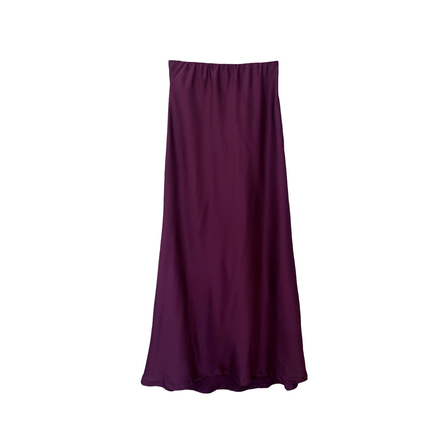Amal Draped Satin Skirt in Burgundy