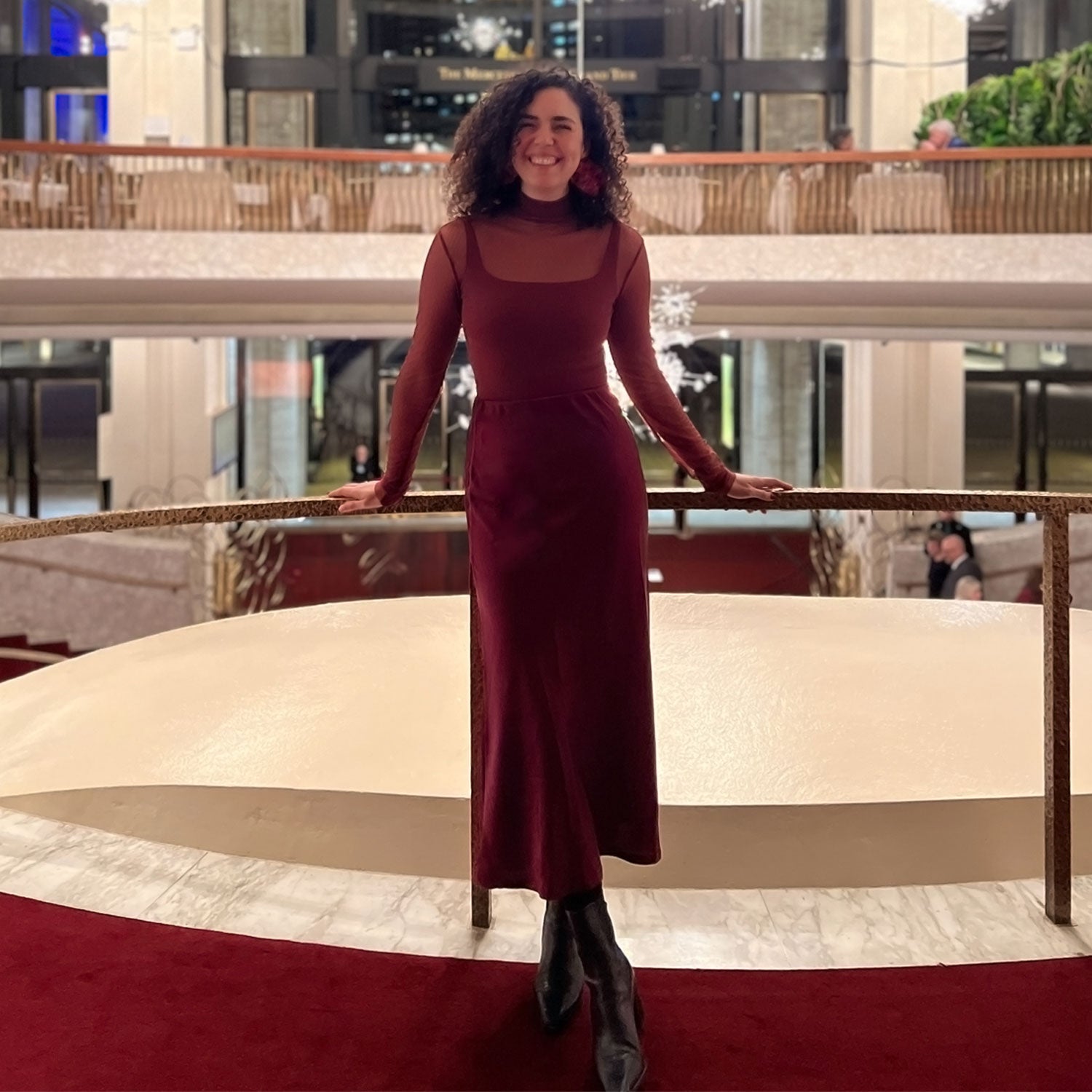 Amal Draped Satin Skirt in Burgundy