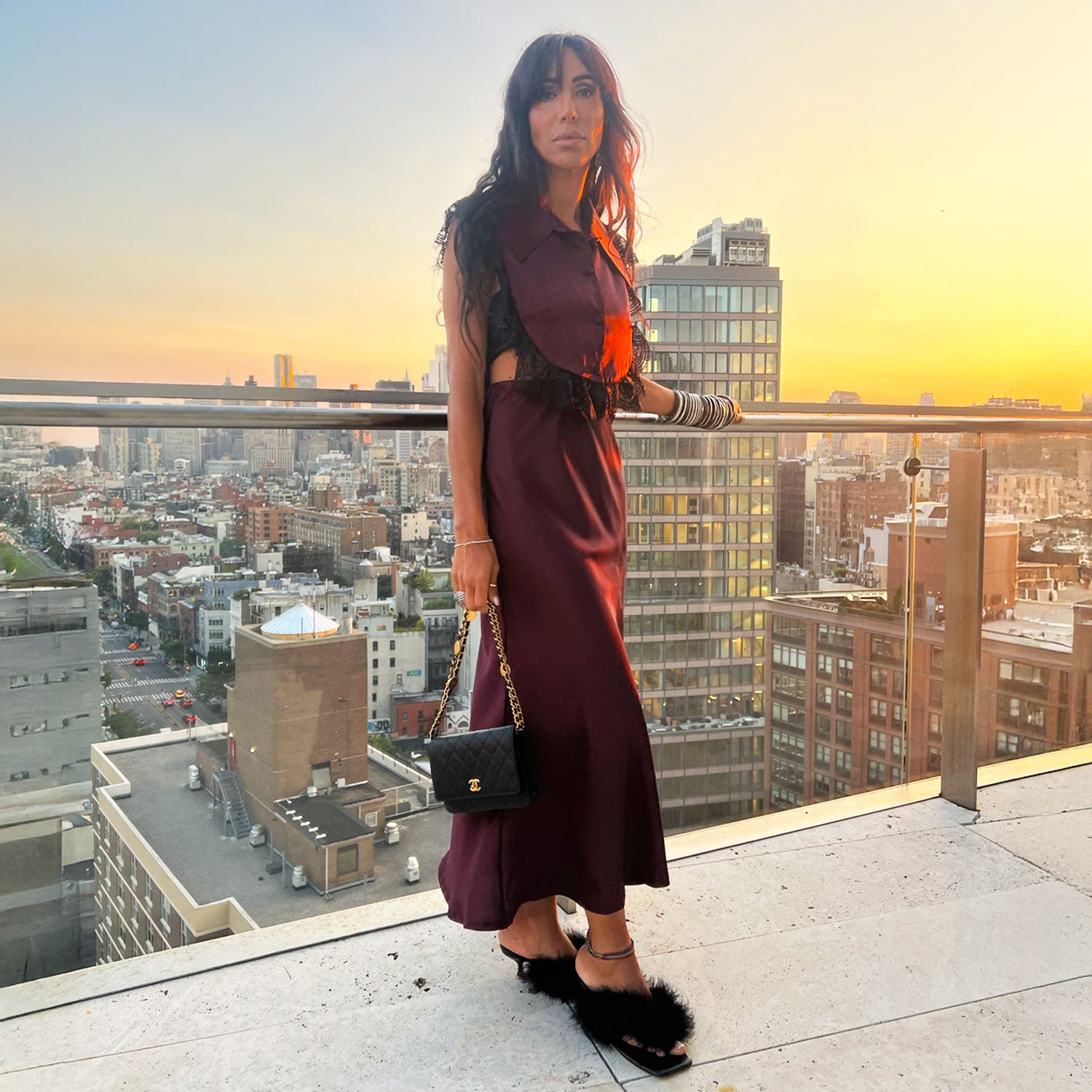 Burgundy Amal Draped Satin Skirt