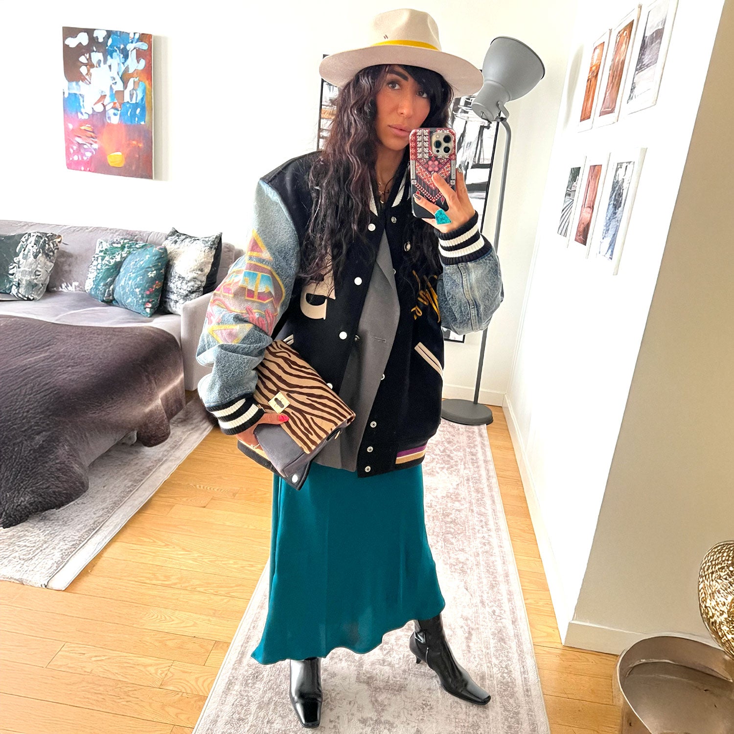 Amal Draped Satin Top in Peacock Blue