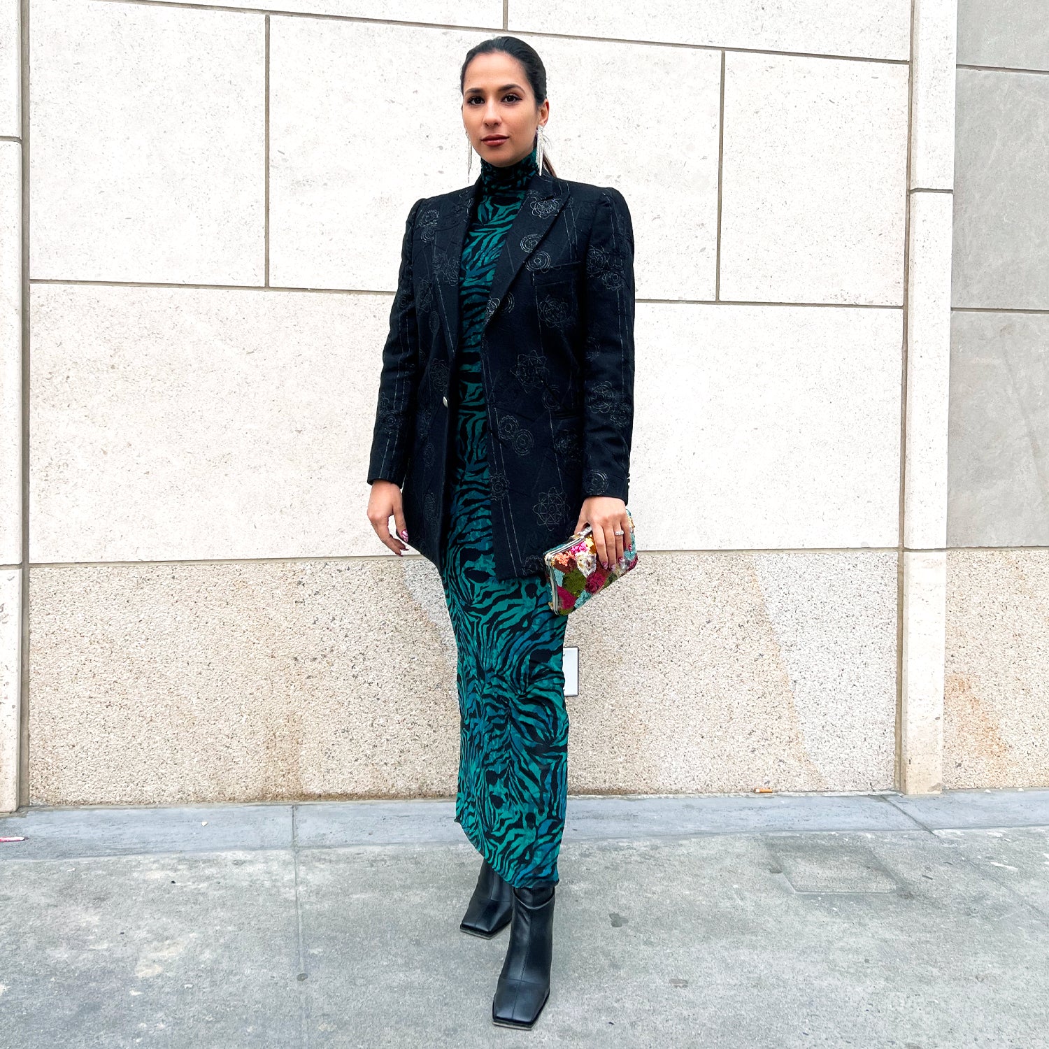 Zebra-Print Mesh Dress in Green M/L Zebra-Print Mesh Dress in Green M/L