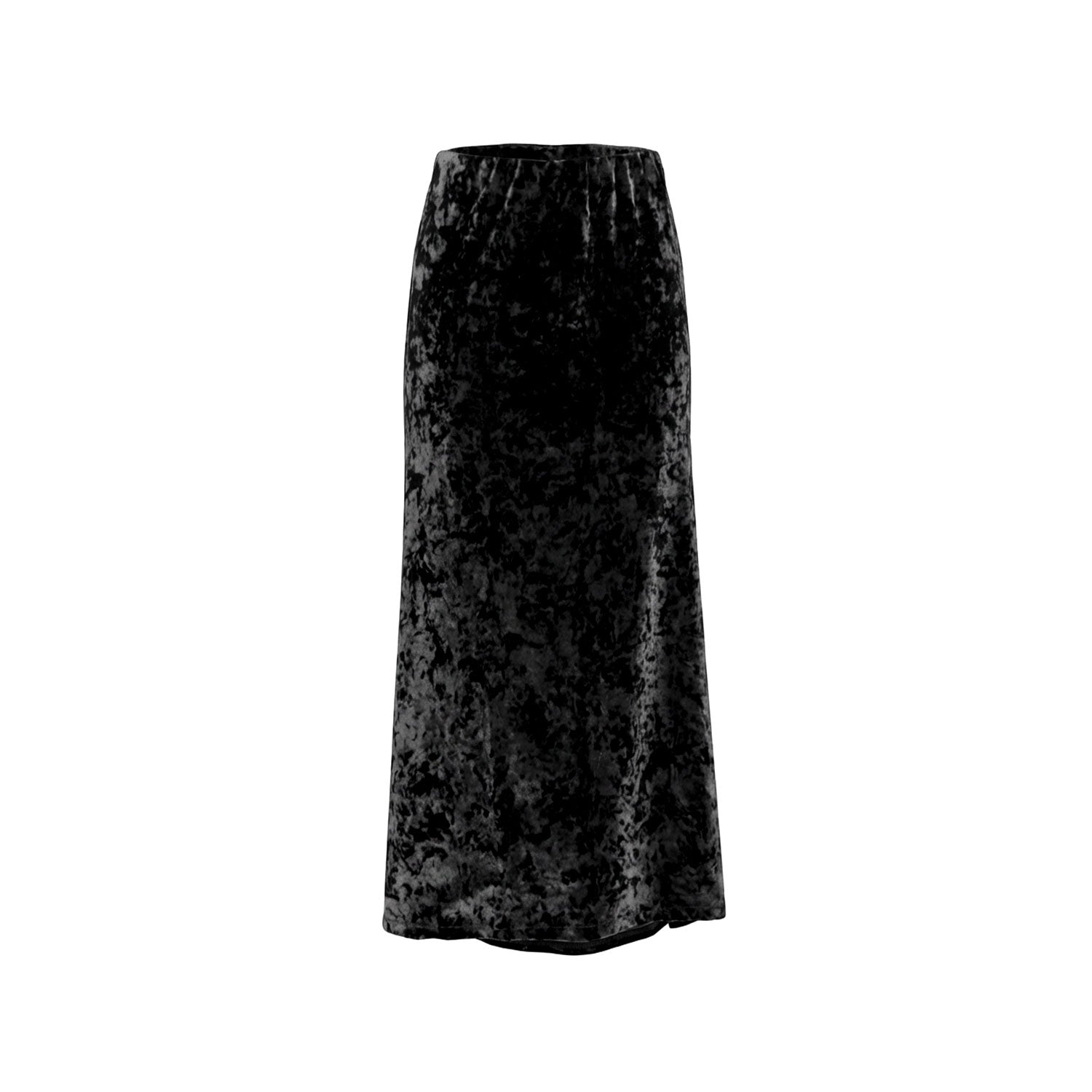 Black Crushed Velvet Amal Draped Skirt