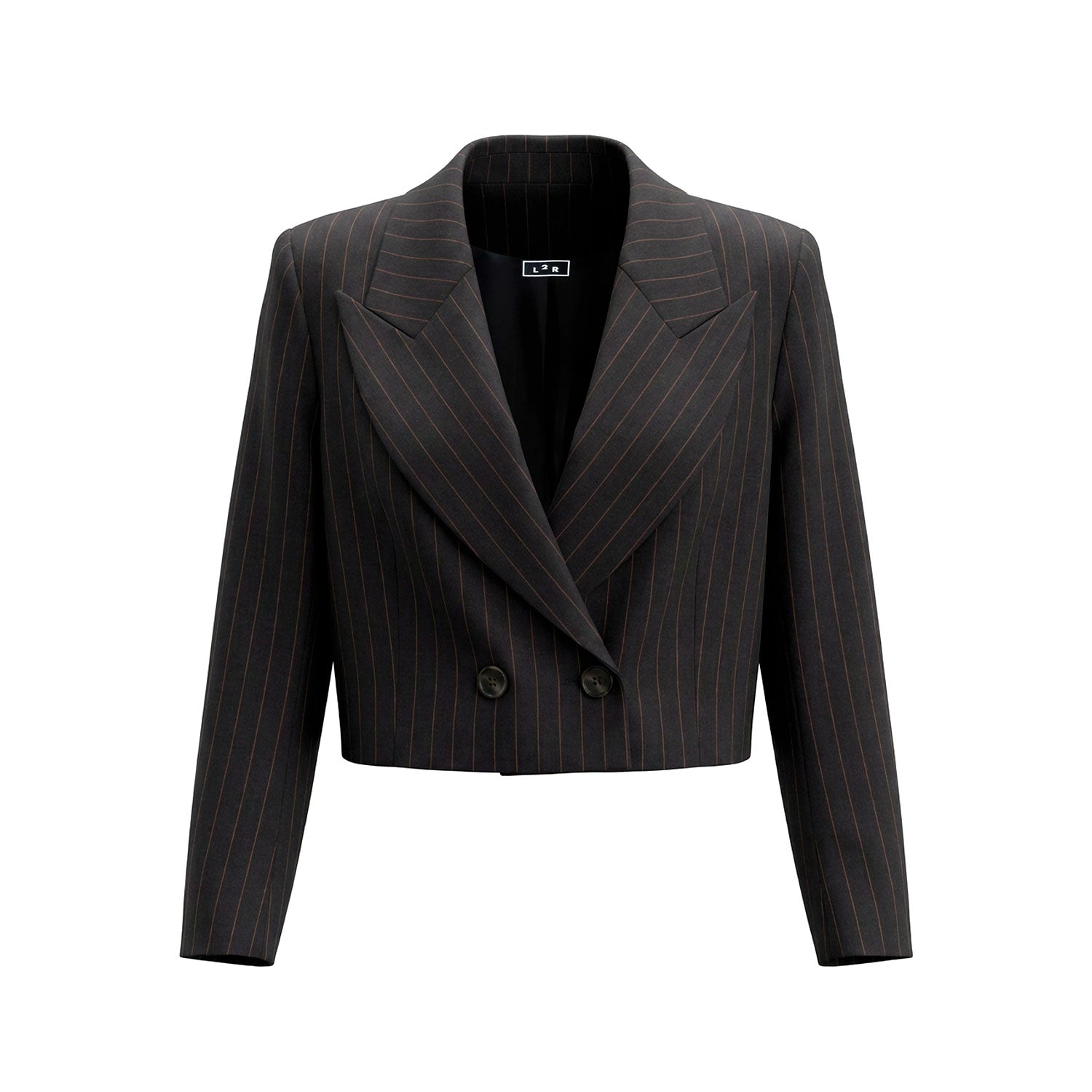 Black & Brown Cropped Double Breasted Blazer