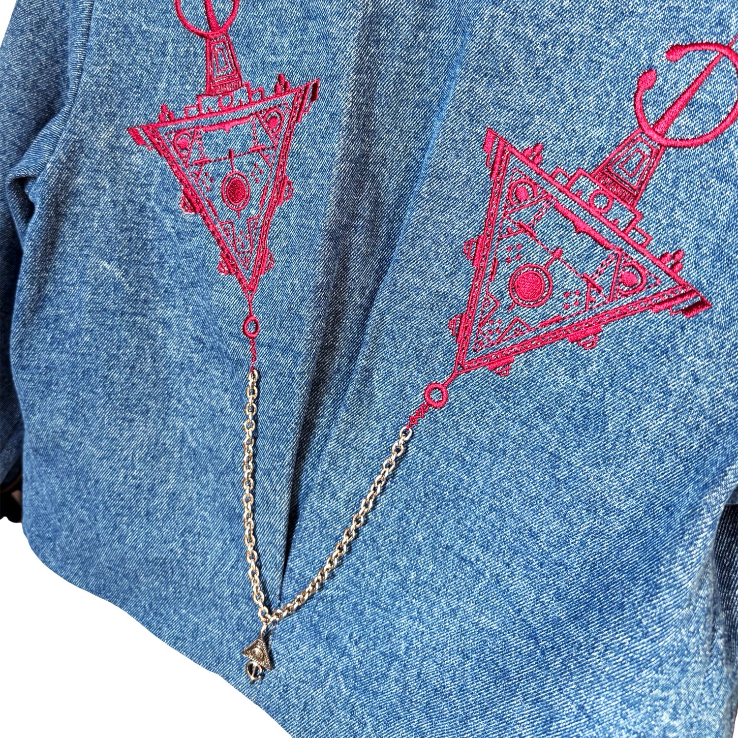 Blue Denim Cropped Double Breasted Blazer