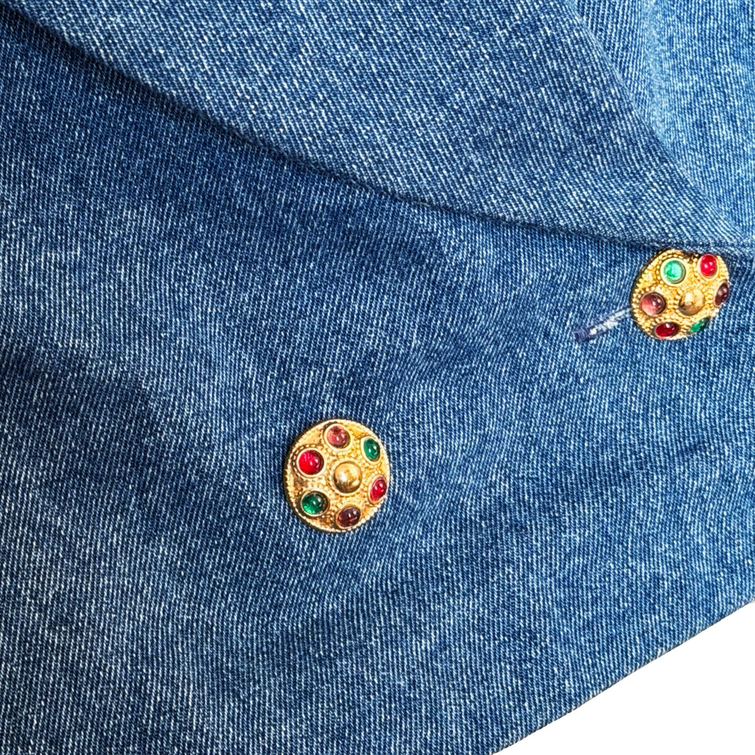 Blue Denim Cropped Double Breasted Blazer