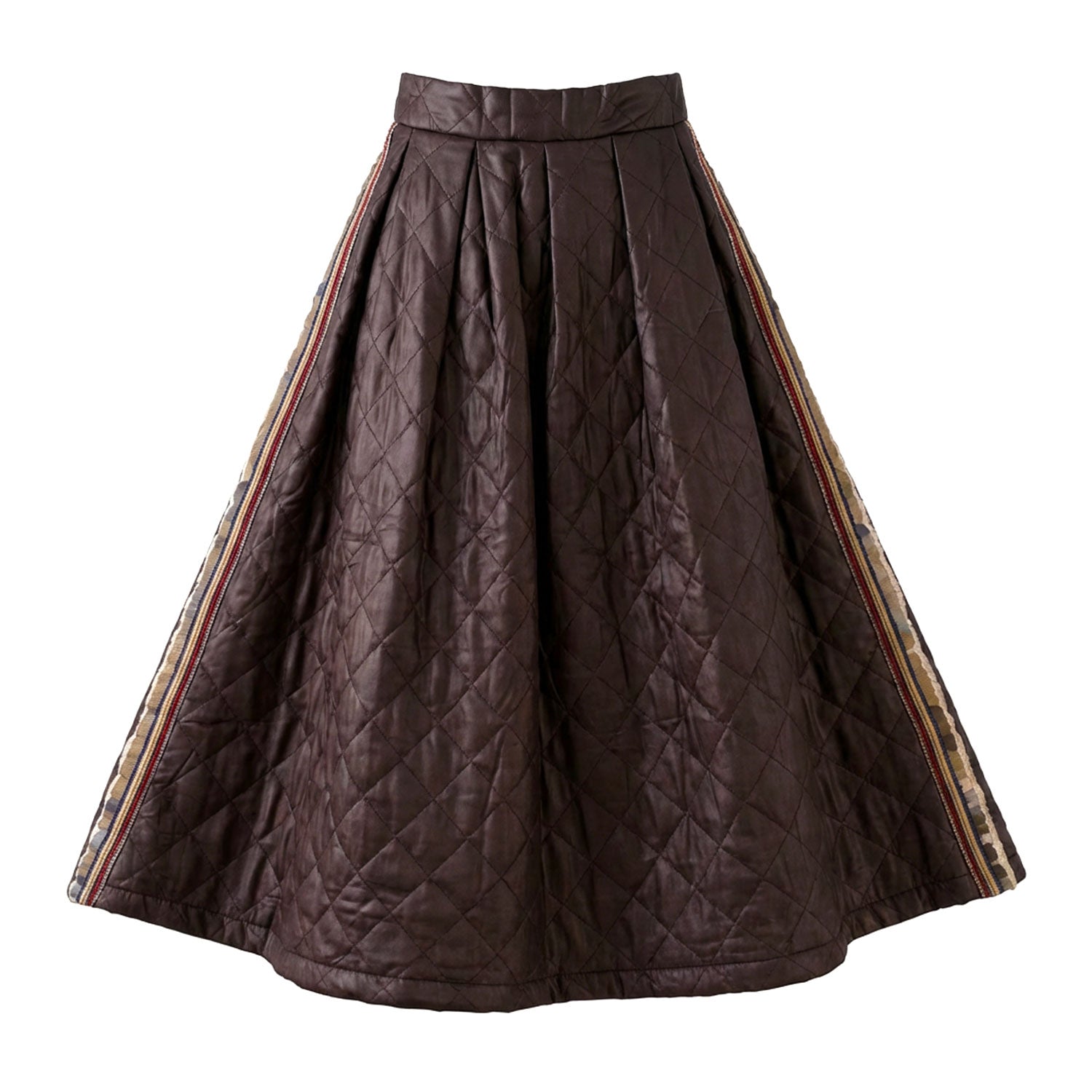 Embellished Brown Quilted Cloud Yurika Skirt