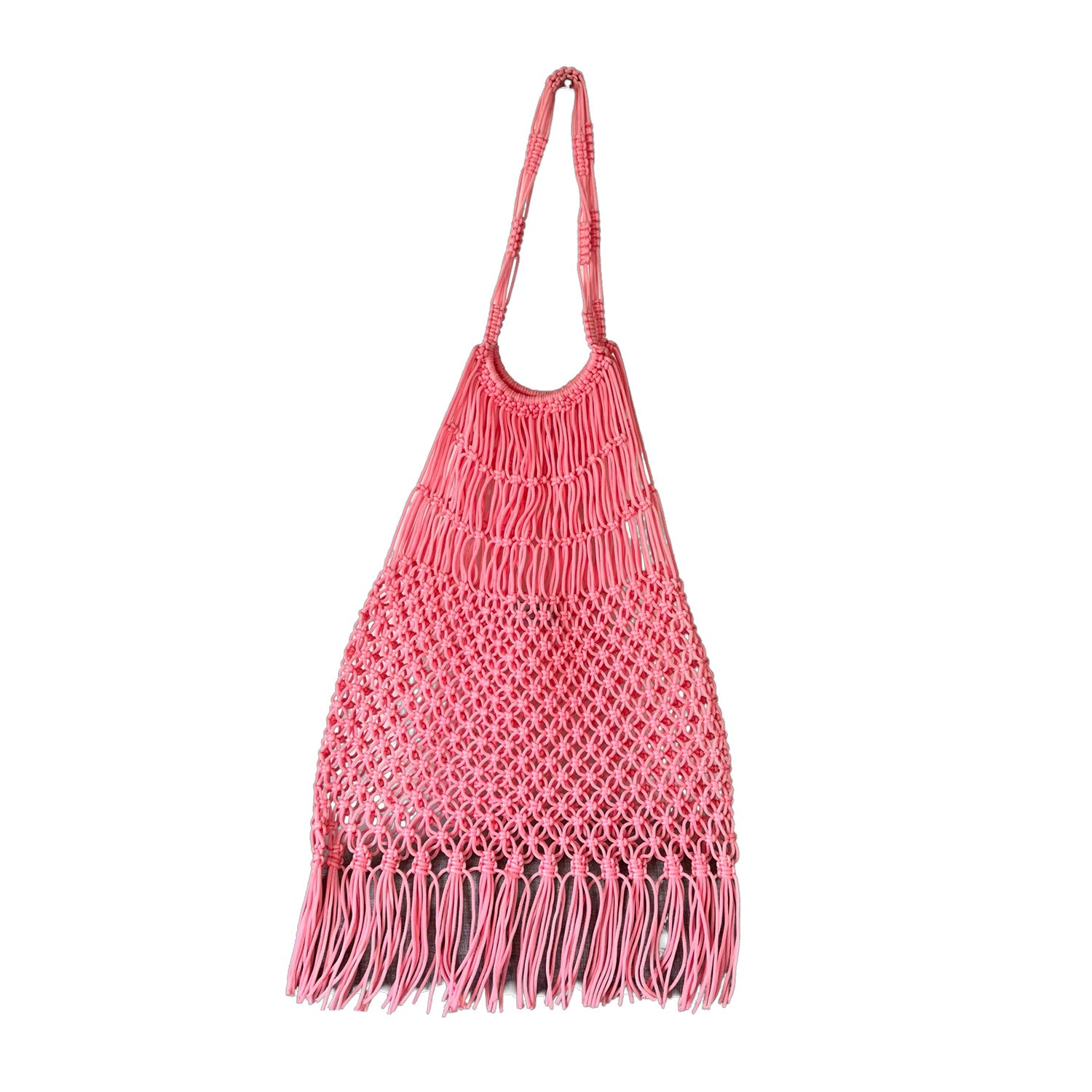 Crochet Fringes Handbag in Pink