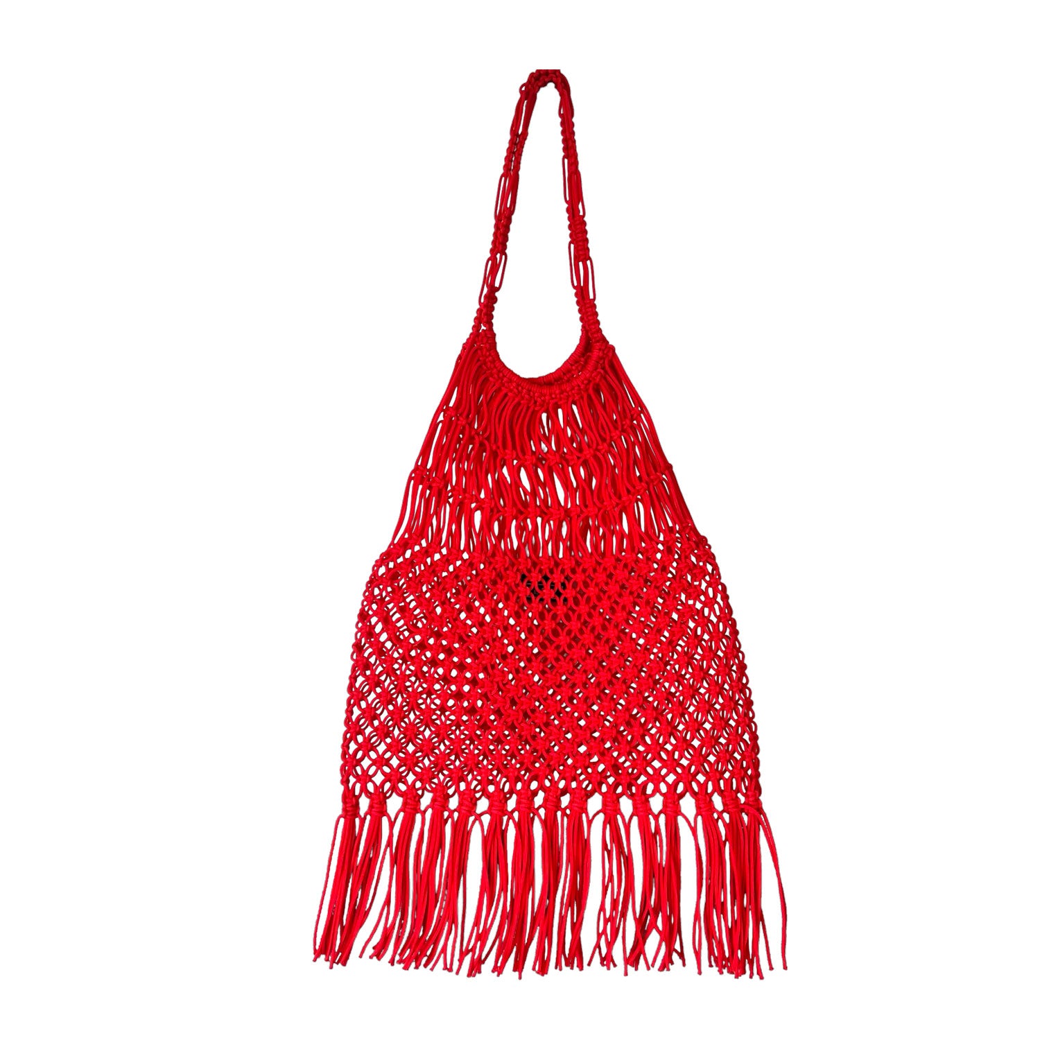 Crochet Fringes Handbag in Red