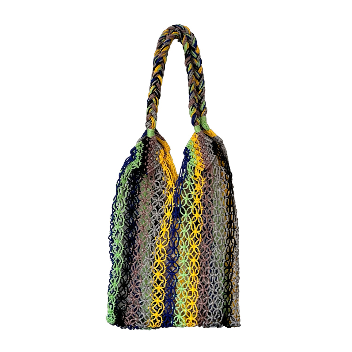 Braided Crochet Handbag in Black & Yellow