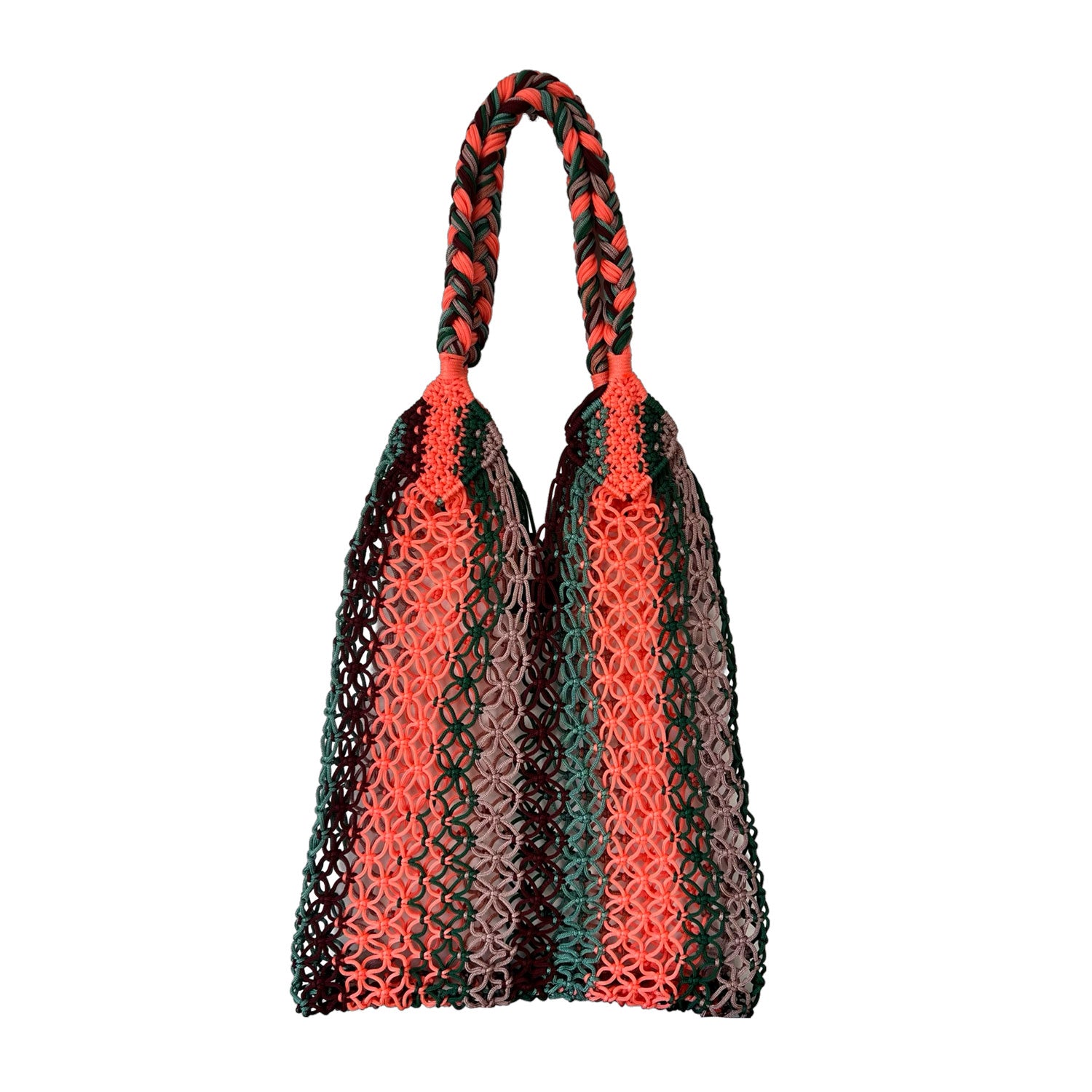 Braided Crochet Handbag in Pink & Turquoise