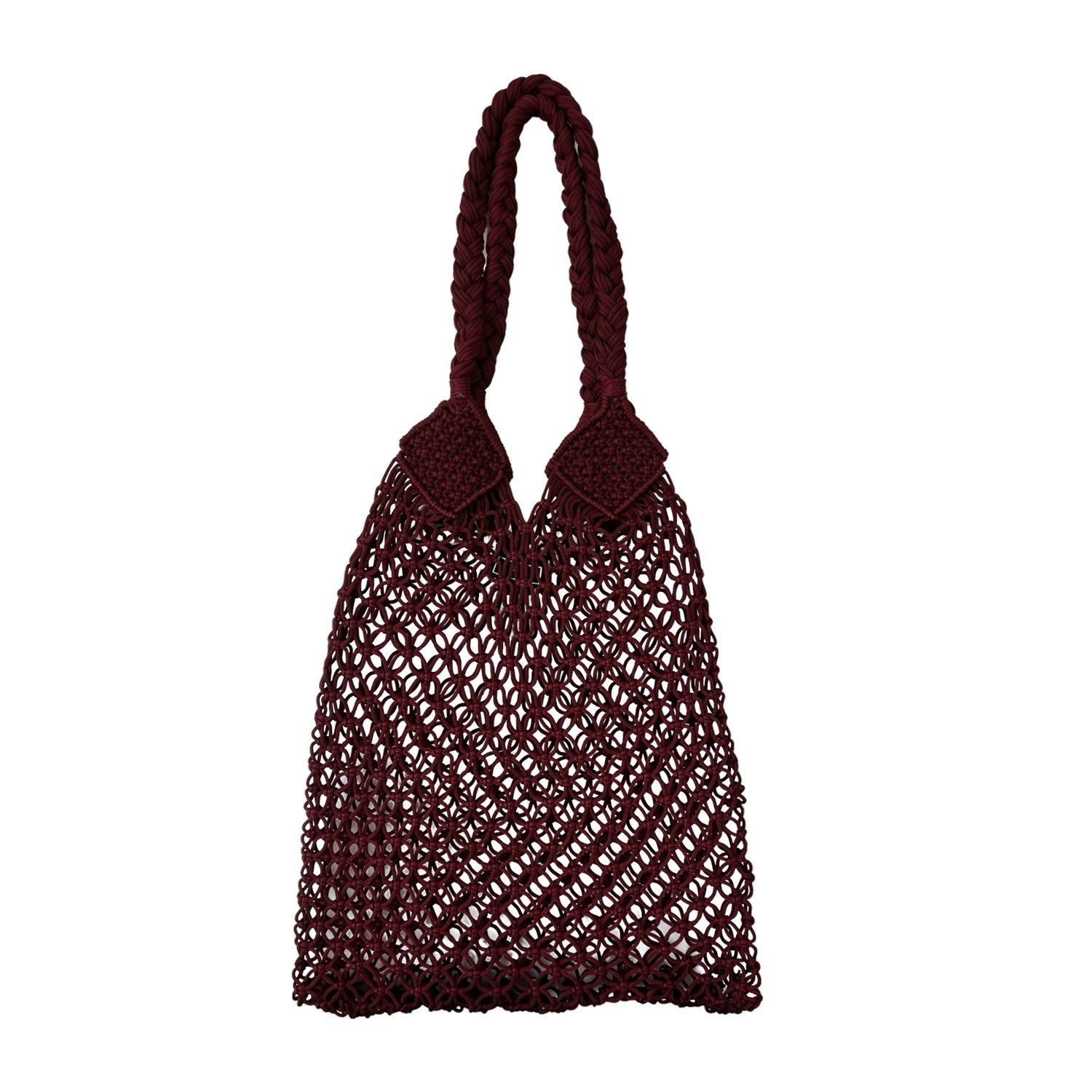 Braided Crochet Handbag in Wine Red