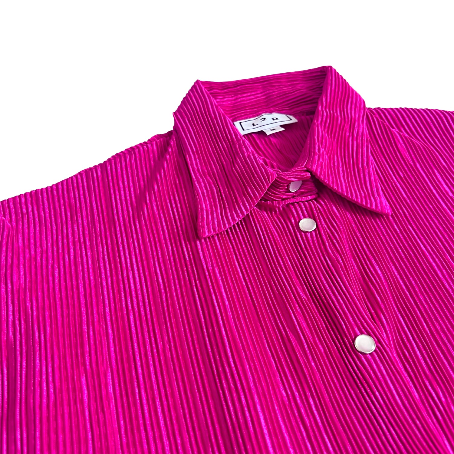 Cropped Pleated Shirt in Hot Pink