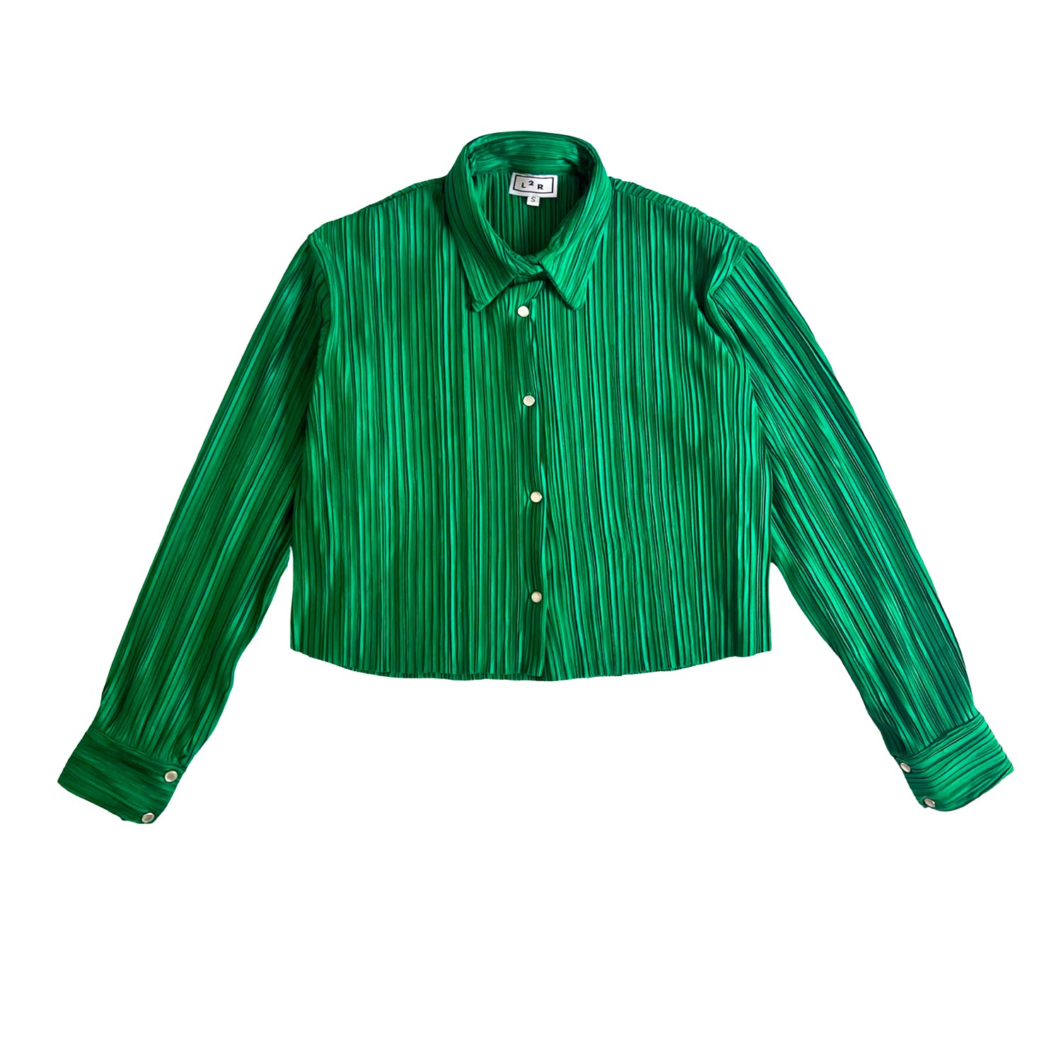 Cropped Pleated Shirt in Green