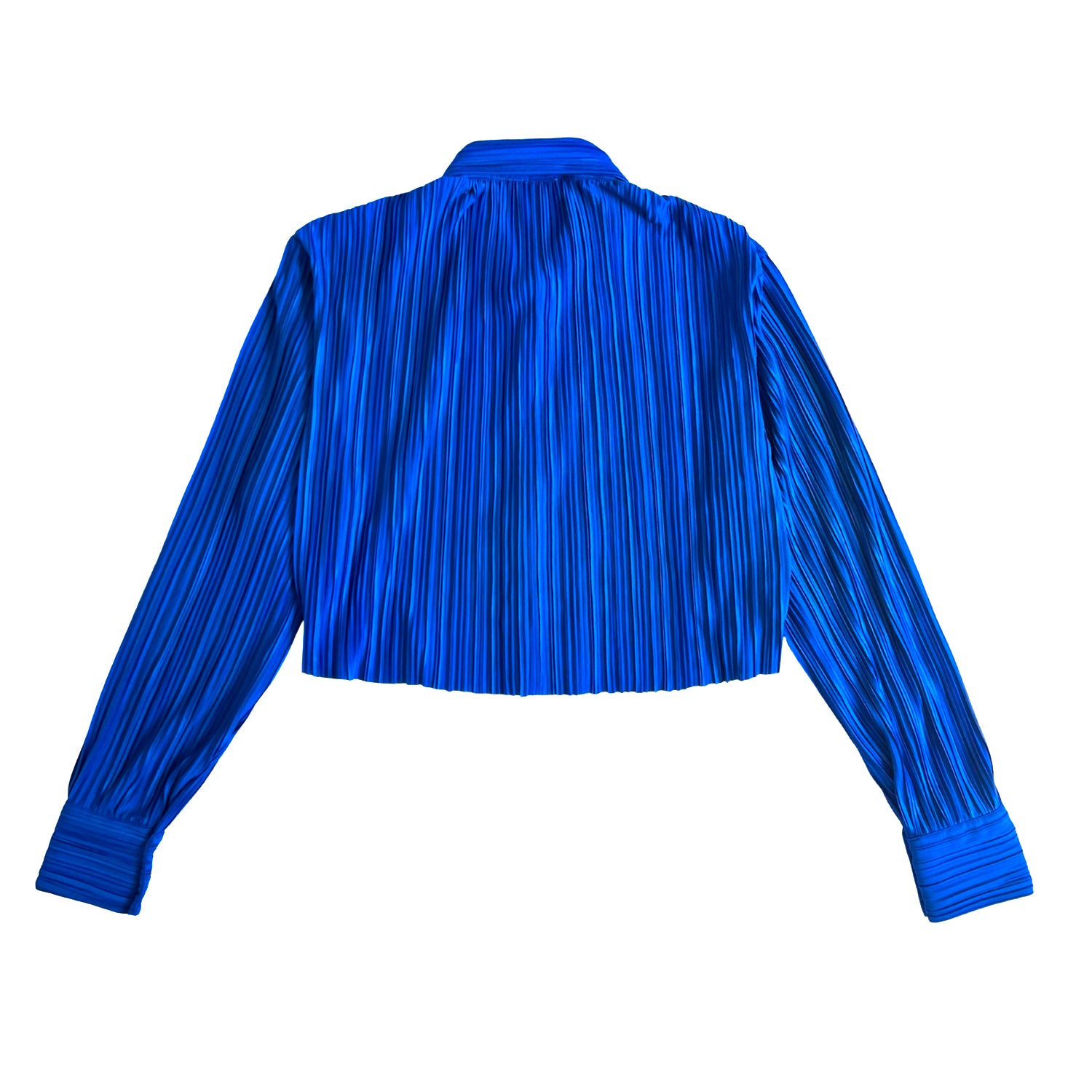 Cropped Pleated Shirt in Blue