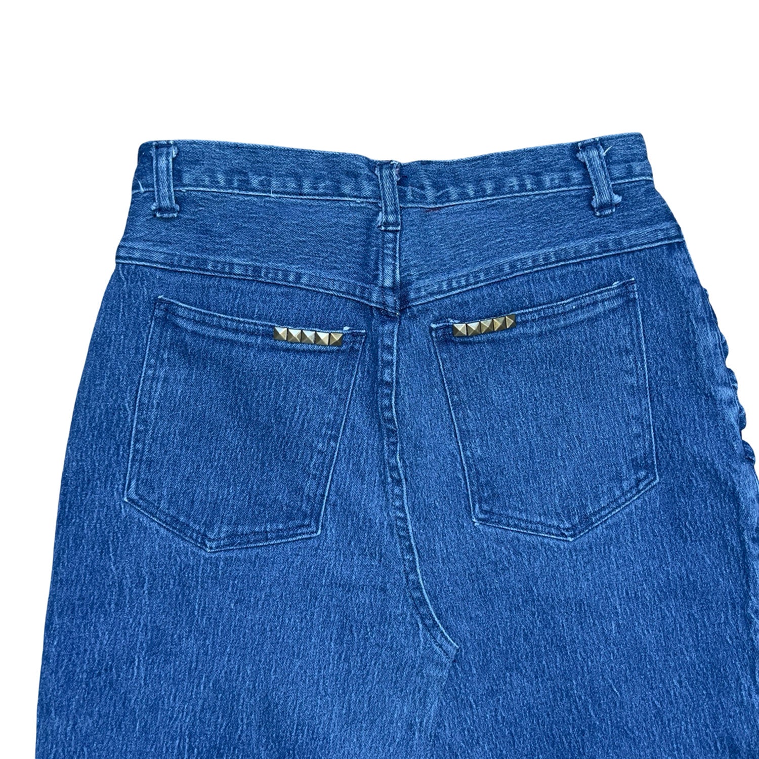 Crossed-sides Denim Skirt in Blue