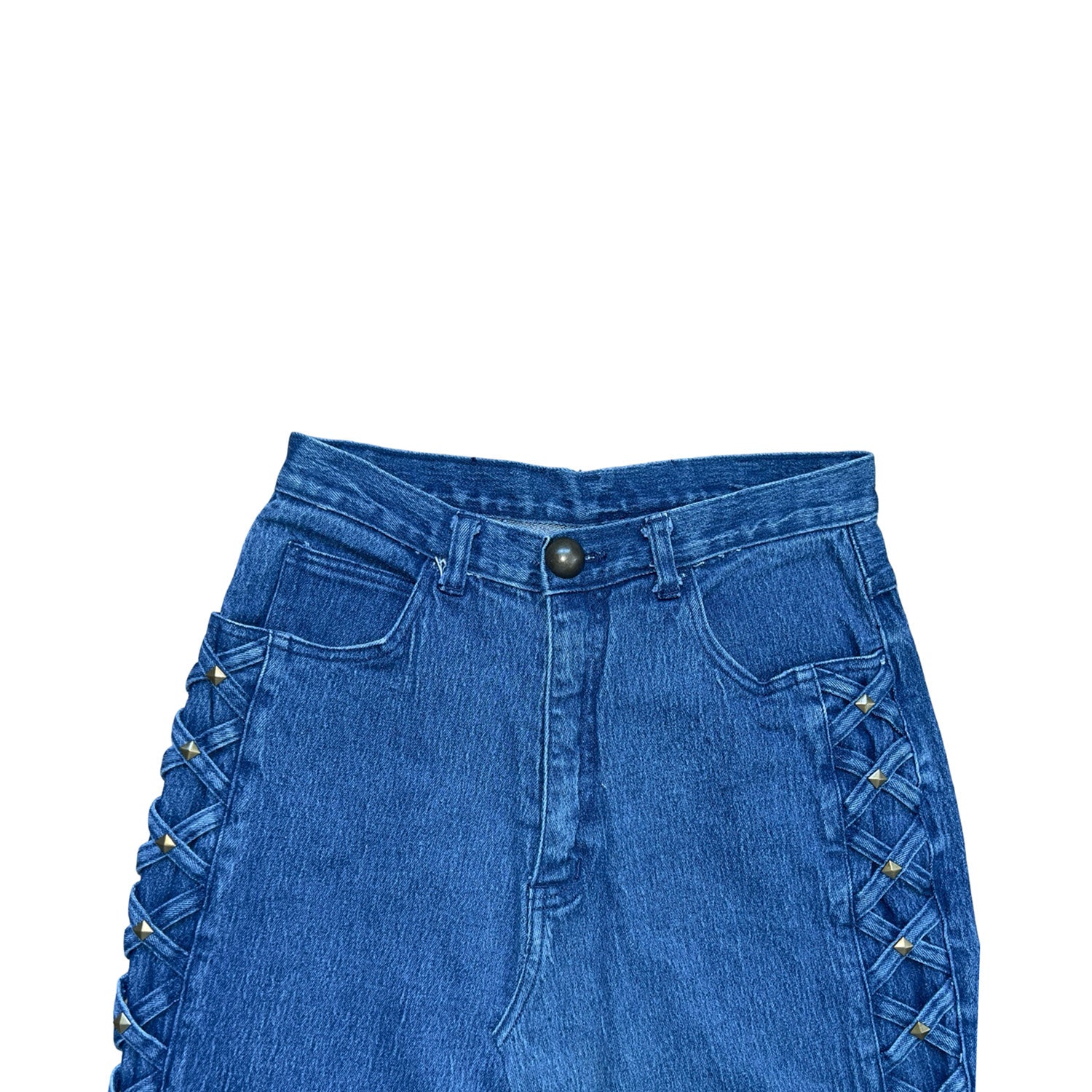 Crossed-sides Denim Skirt in Blue