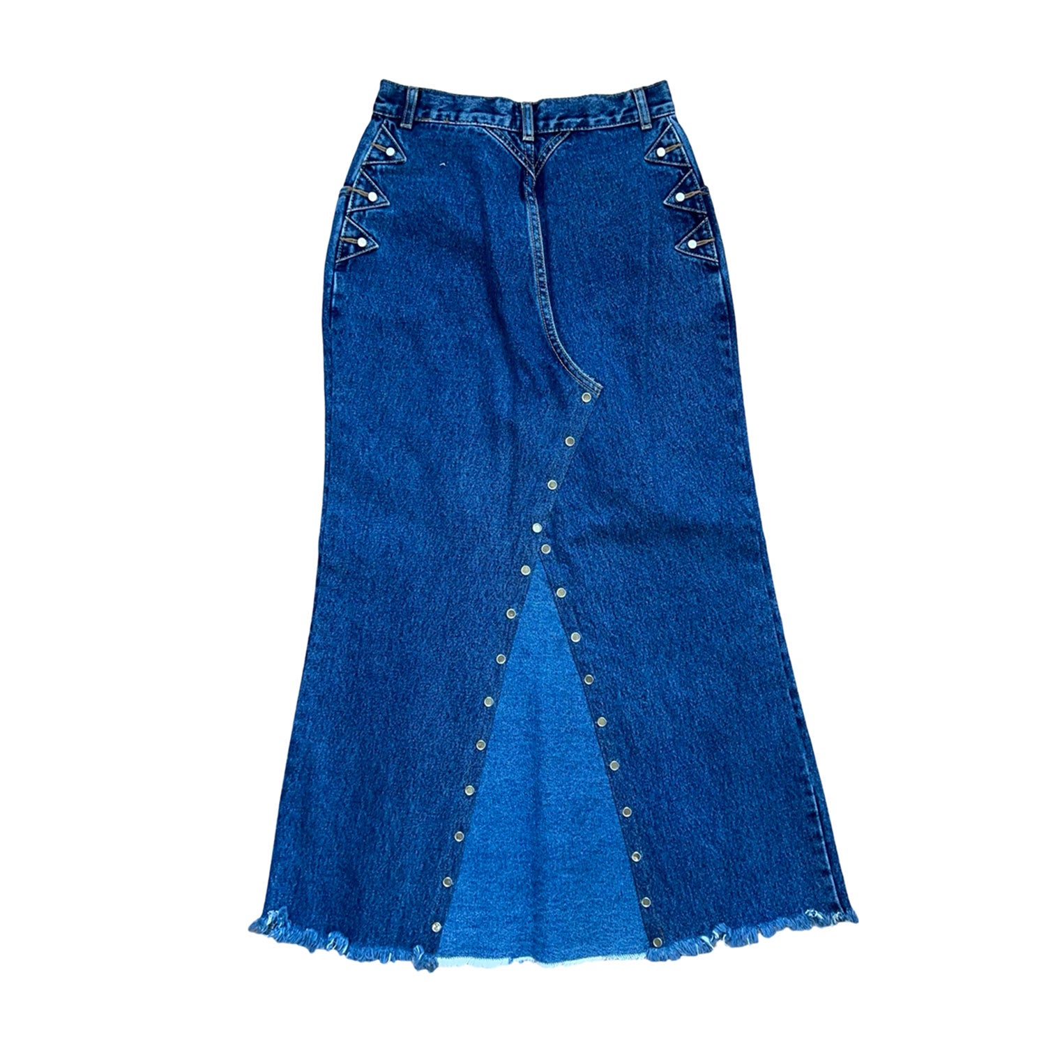 Two-Buttoned Blue Denim Skirt