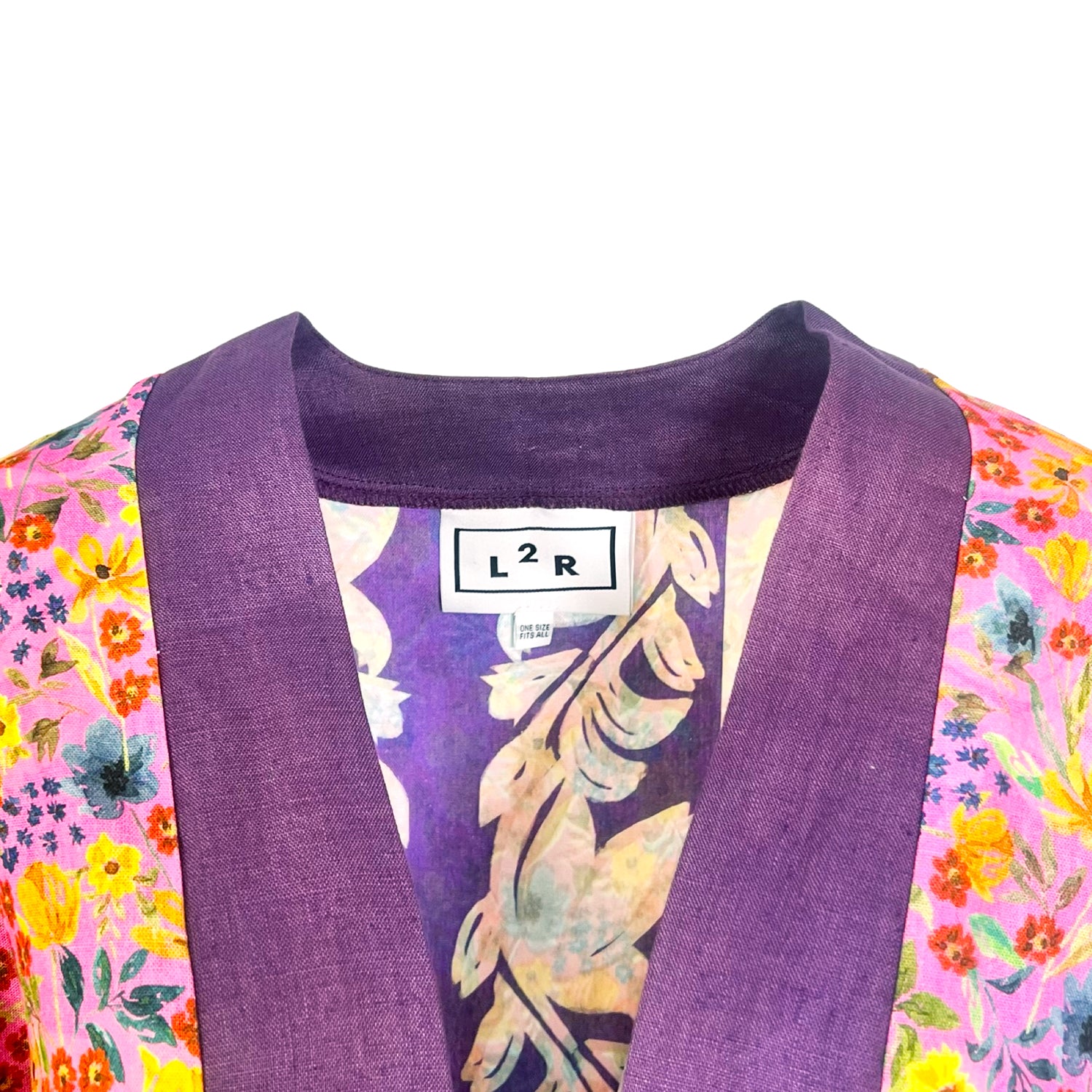 Reversible Kaftan Kimono - Floral Pink Print