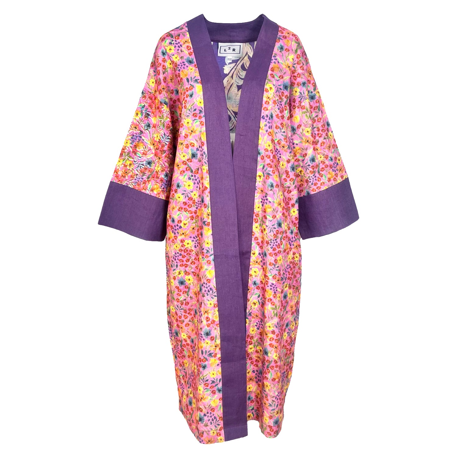 Reversible Kaftan Kimono - Floral Pink Print