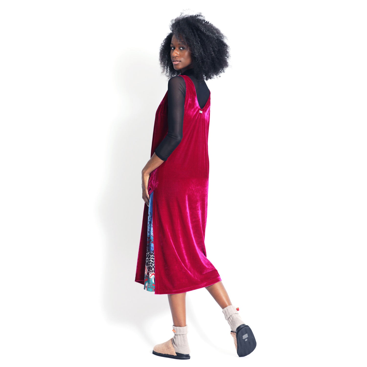 velvet hot pink dress Pink Velvet Ruched Dress by Atlein x RTR