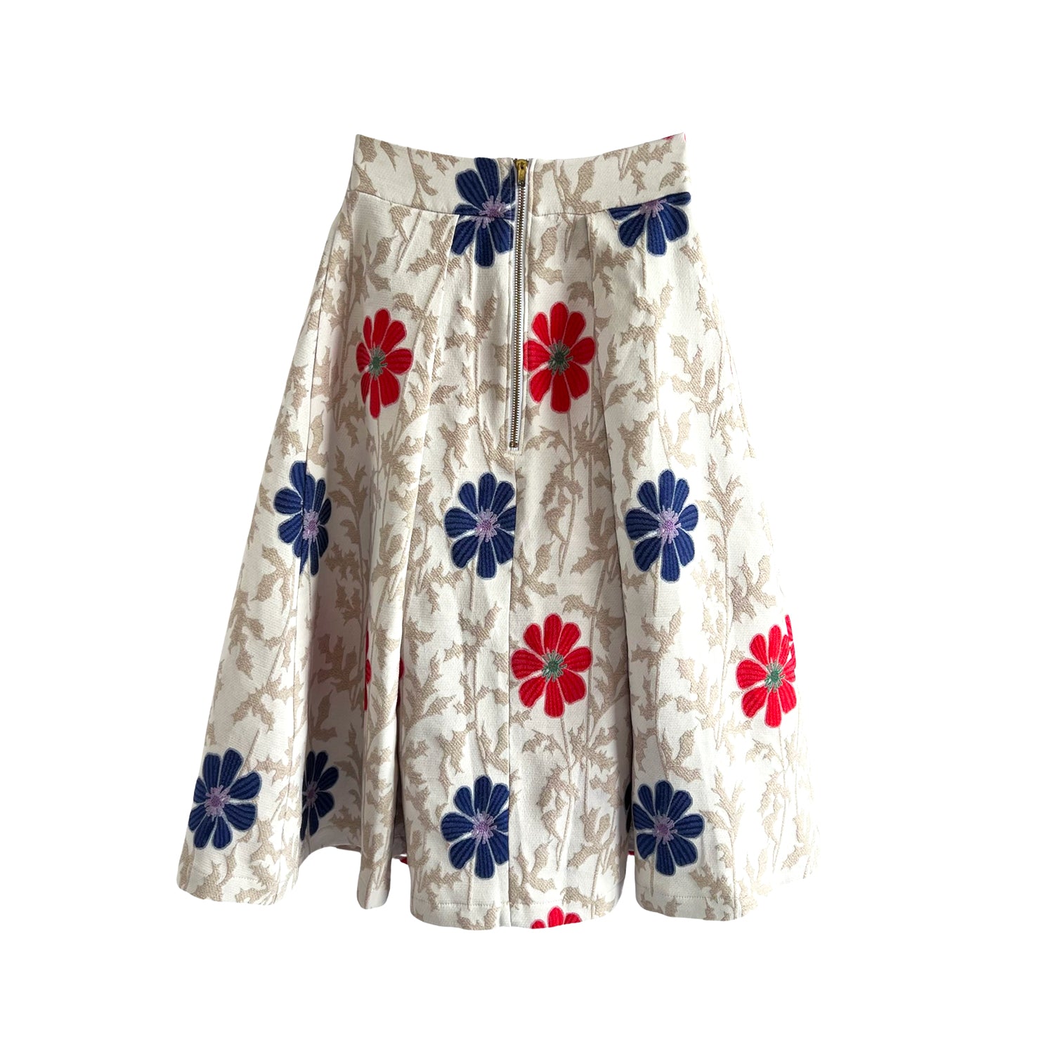Full Midi Skirt in Floral Off White