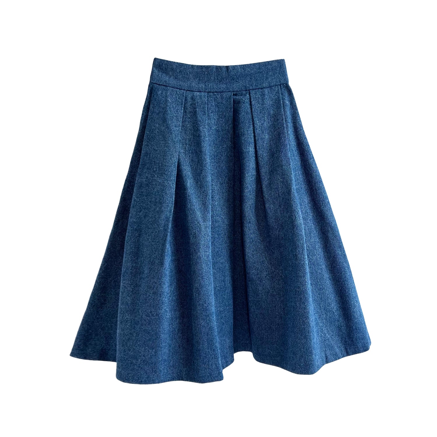Full Midi Skirt in Blue Denim