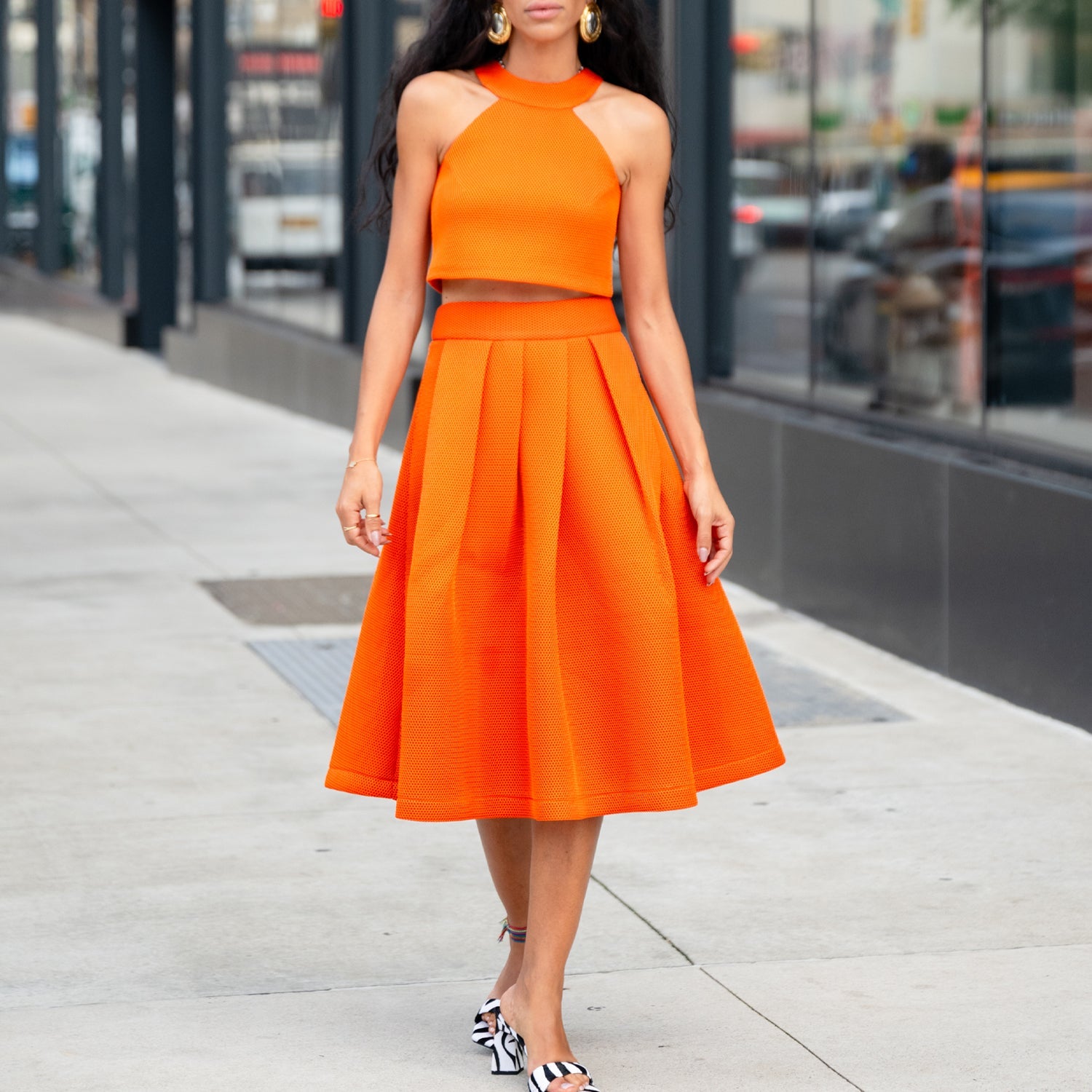 Halter Top & Skirt Set in Orange