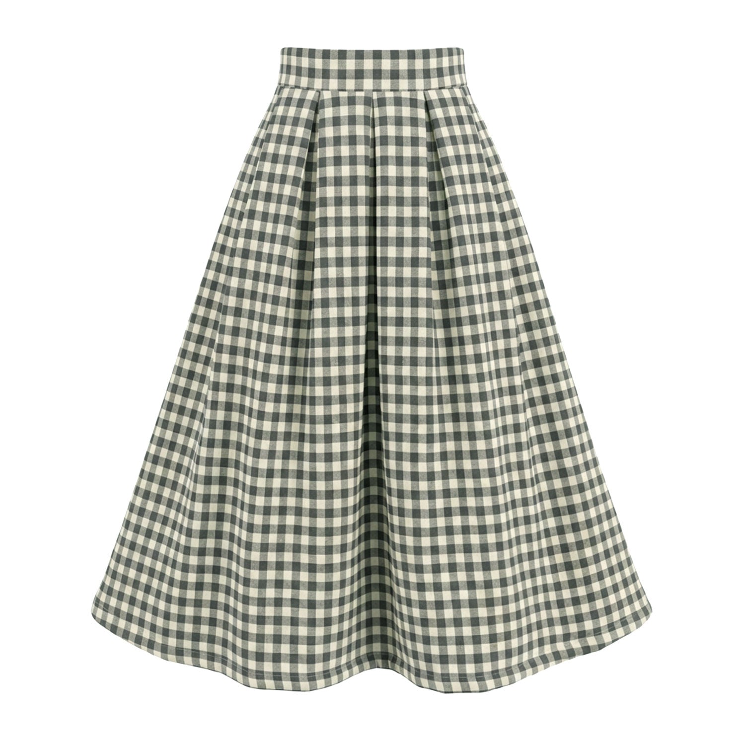 Green Plaid Quilted Cloud Yurika Skirt