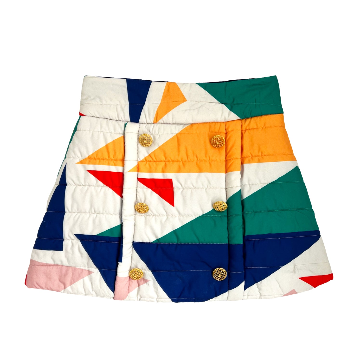 Majorelle Quilted Skirt in Geometric Print White