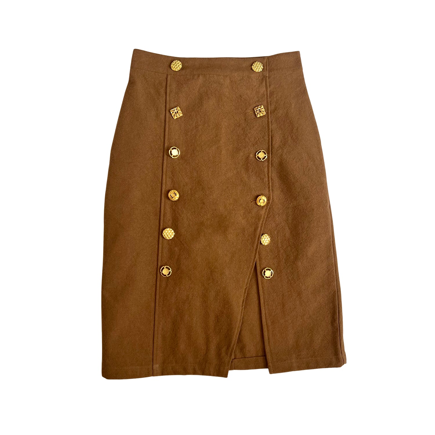 Majorelle Midi Skirt in Tan Brown Denim